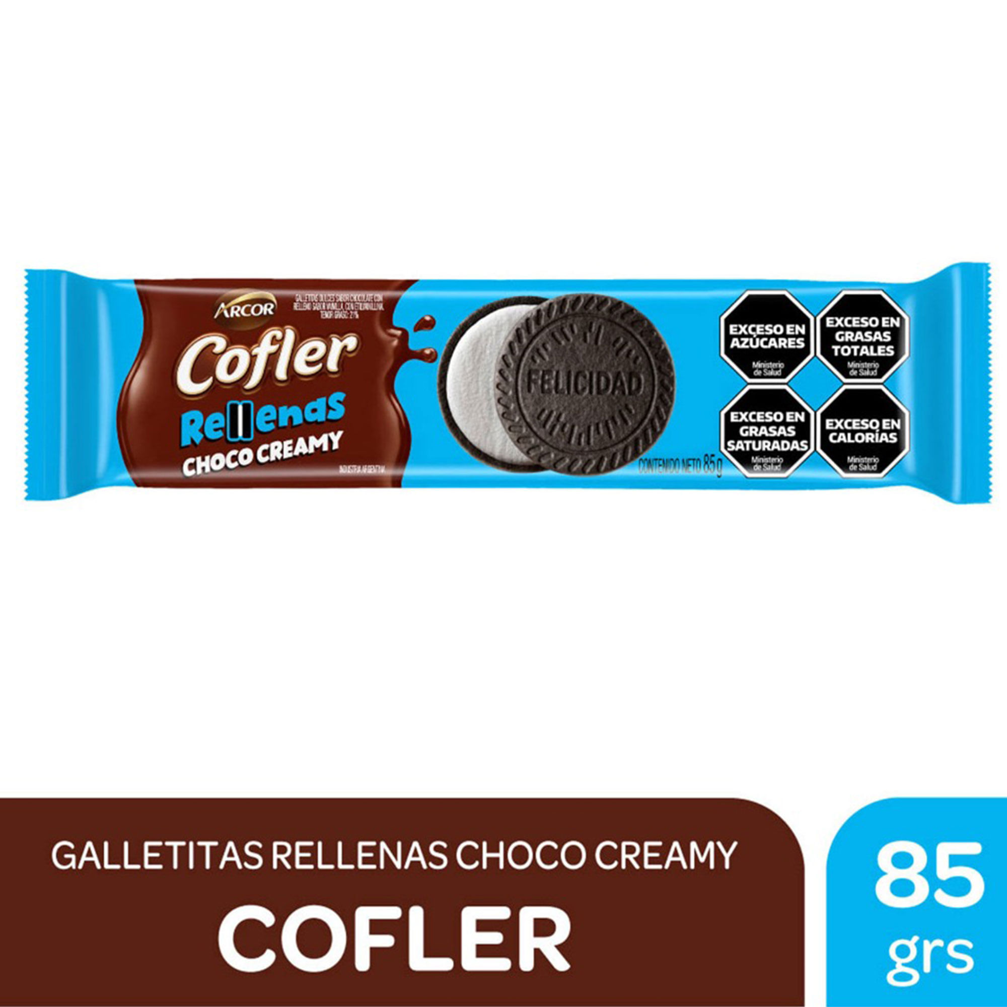 Galletitas rellenas choco creamy Cofler 85 g.