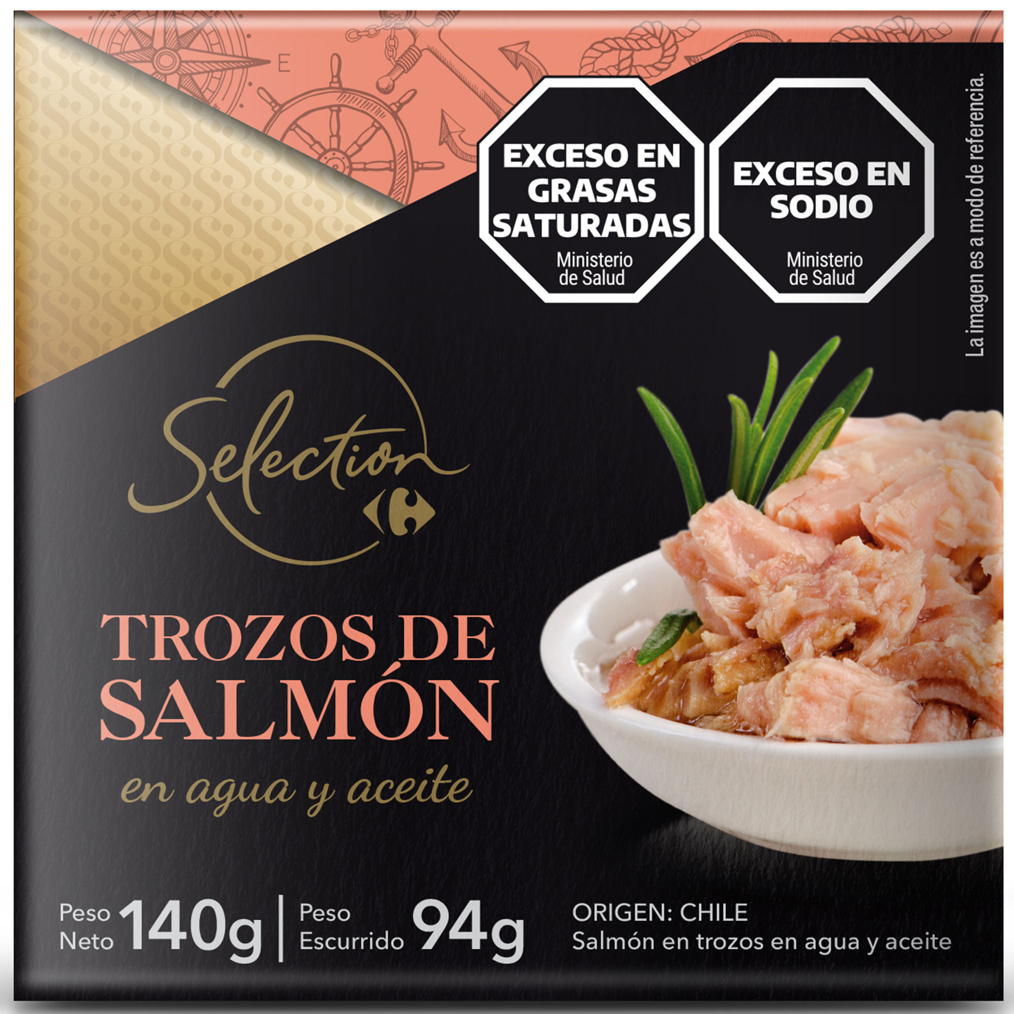Salmón trozos en aceite y agua Carrefour Selection 140 grs