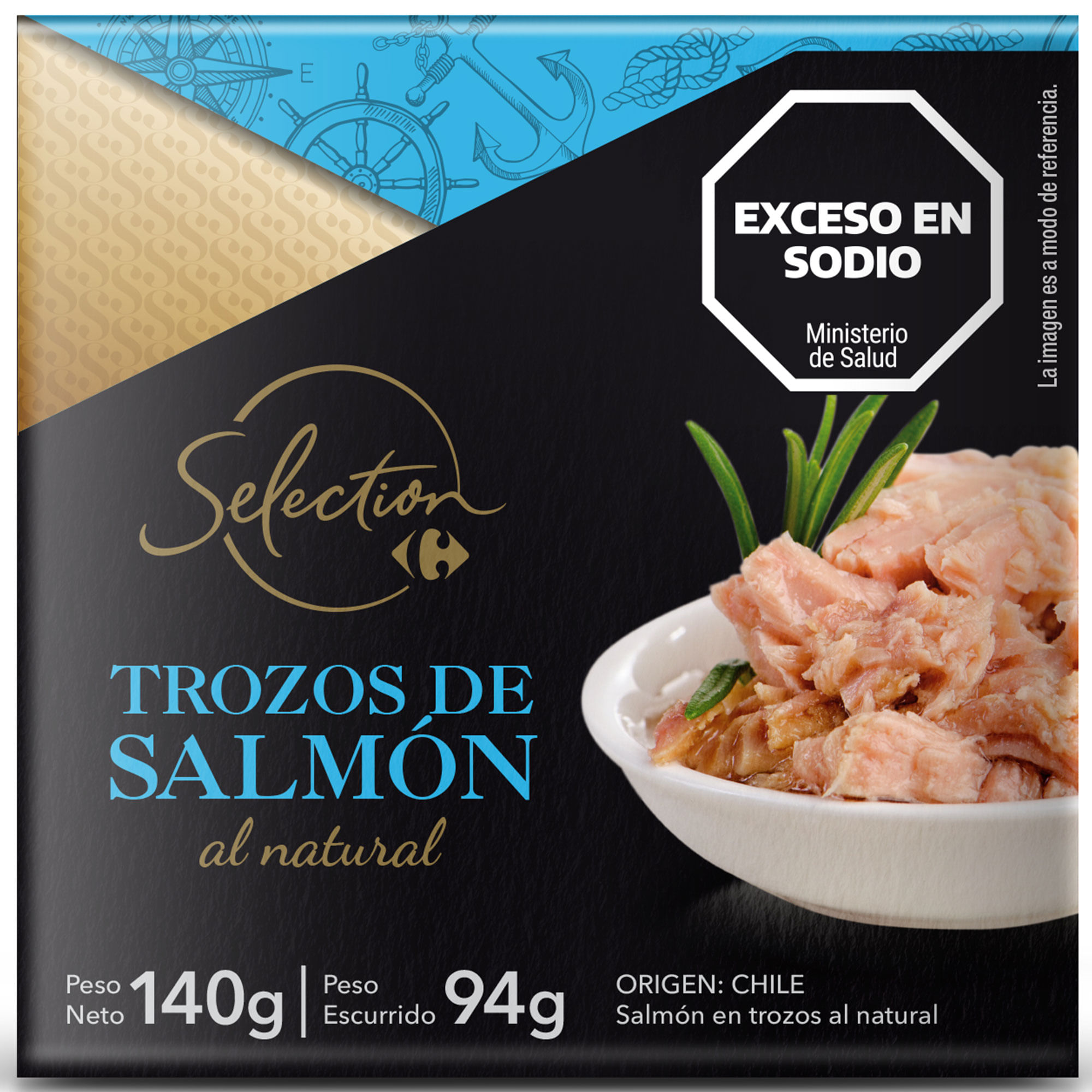 Salmón en trozos al natural Carrefour Selection 140 grs