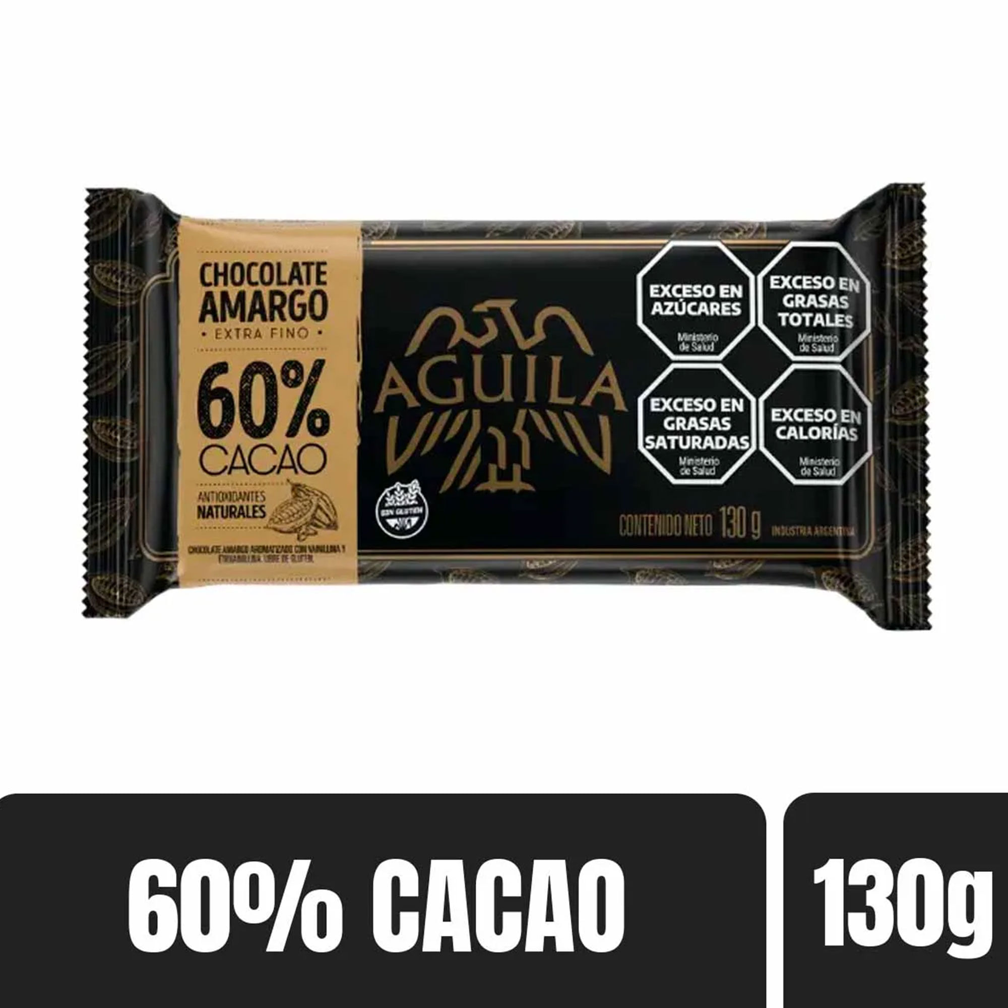 Tableta de chocolate amargo 60% cacao Aguila 130 grs