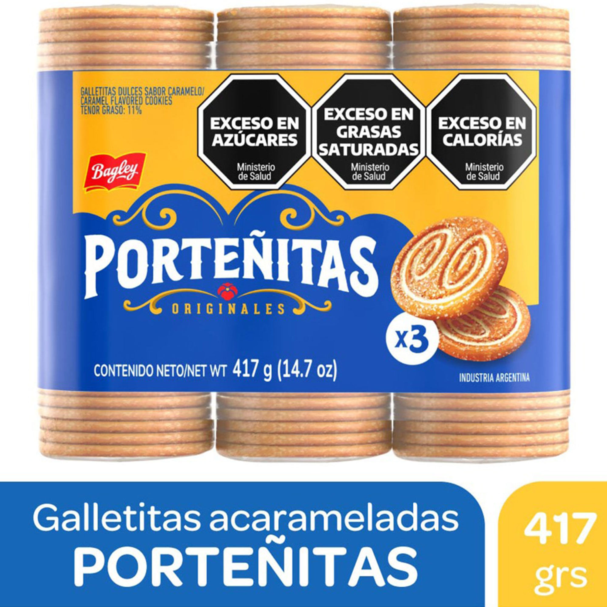 Galletitas acarameladas Porteñitas x3 417 grs