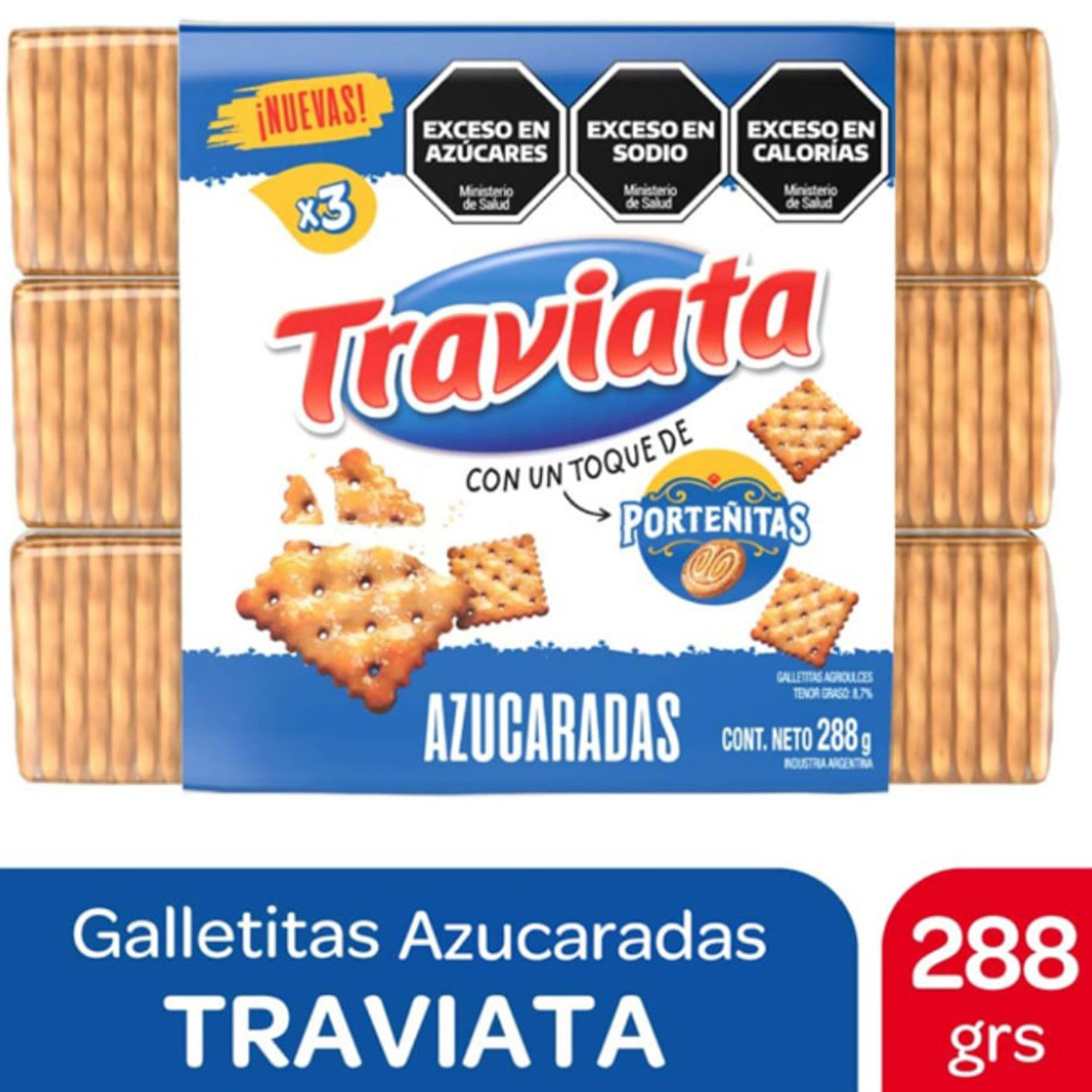 Galletitas azúcaradas Traviata + Portenitas x3 96 grs