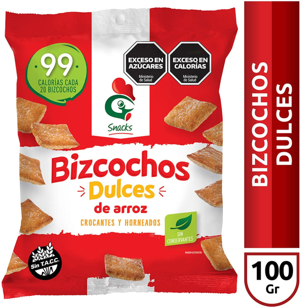 Bizcochos de arroz dulce Gallo snacks en bolsa 100 g.