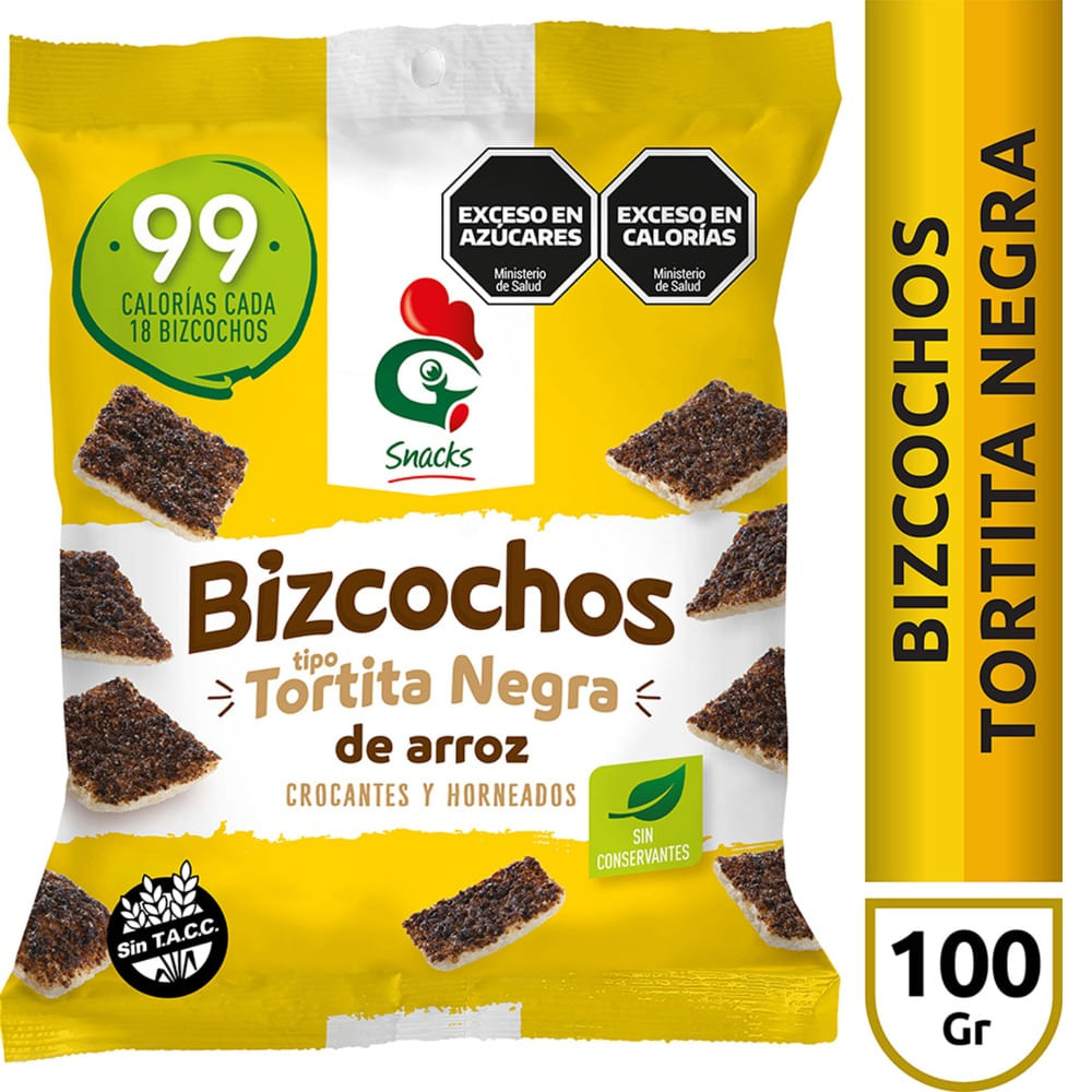 Bizcochos de arroz dulce Gallo snacks tortita negra 100 g.