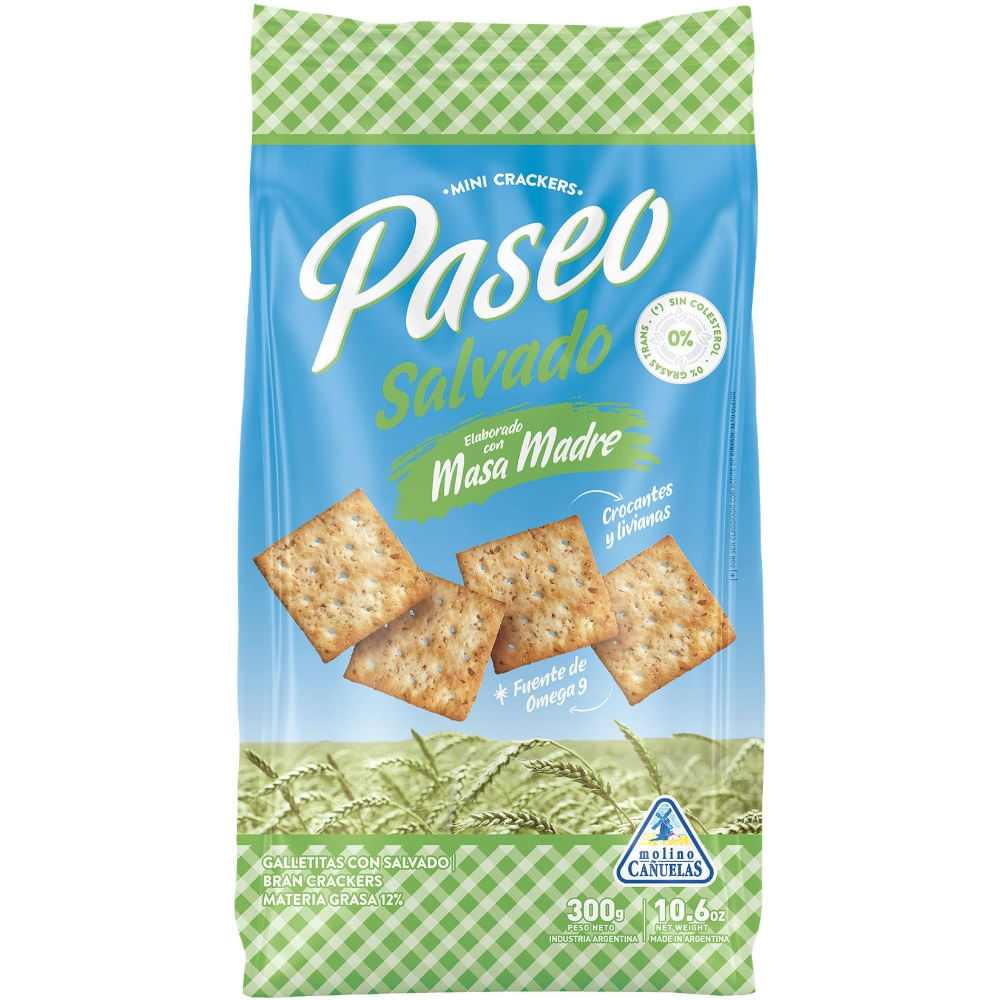 Galletitas crackers Paseo salvado 300 g.