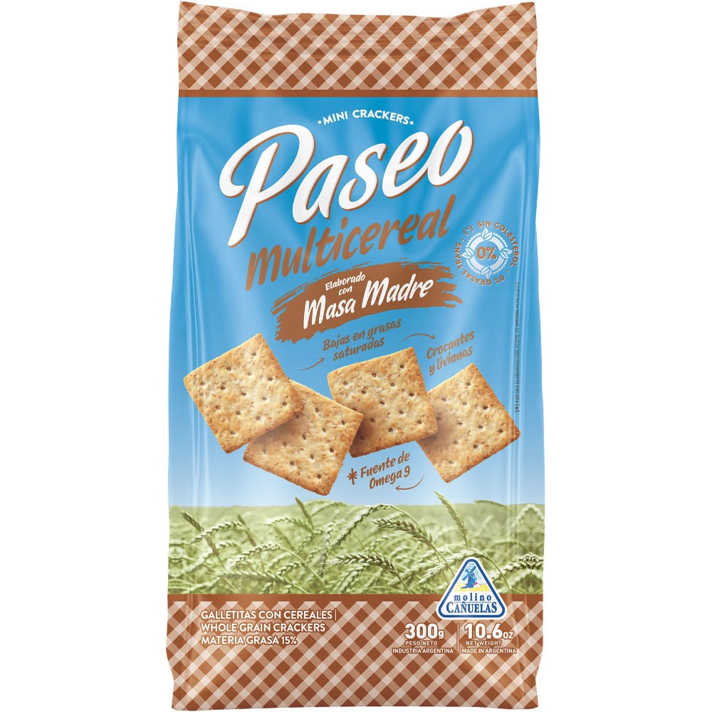 Galletitas crackers Paseo multicereal 300 g.