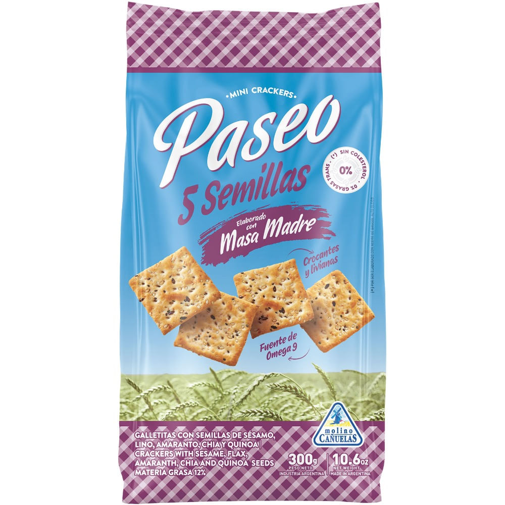 Galletitas crackers Paseo 5 semillas 300 g.