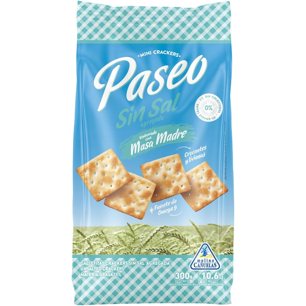 Galletitas crackers Paseo sin sal 300 g.
