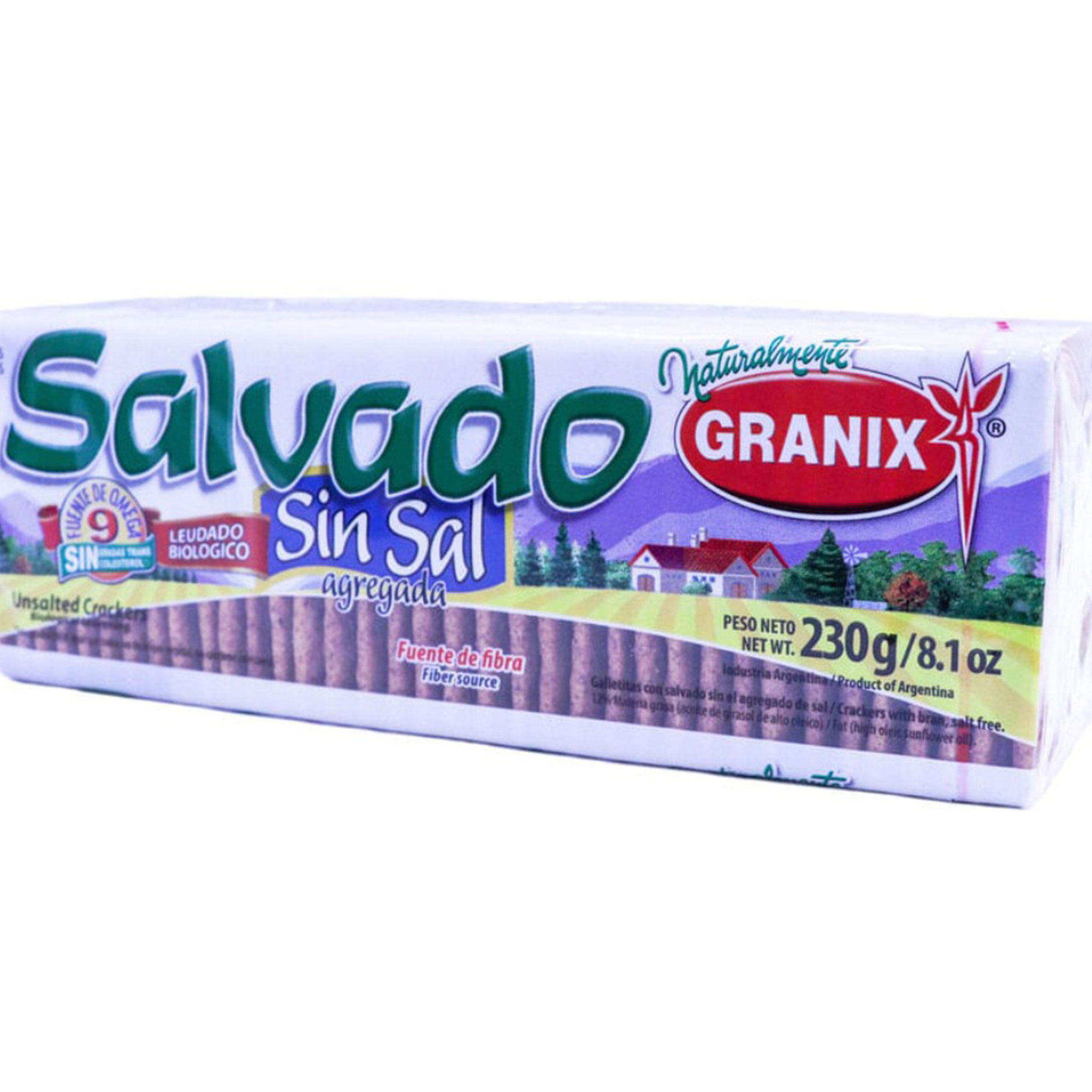Galletitas crackers Granix salvado sin sal agregada 230 g.