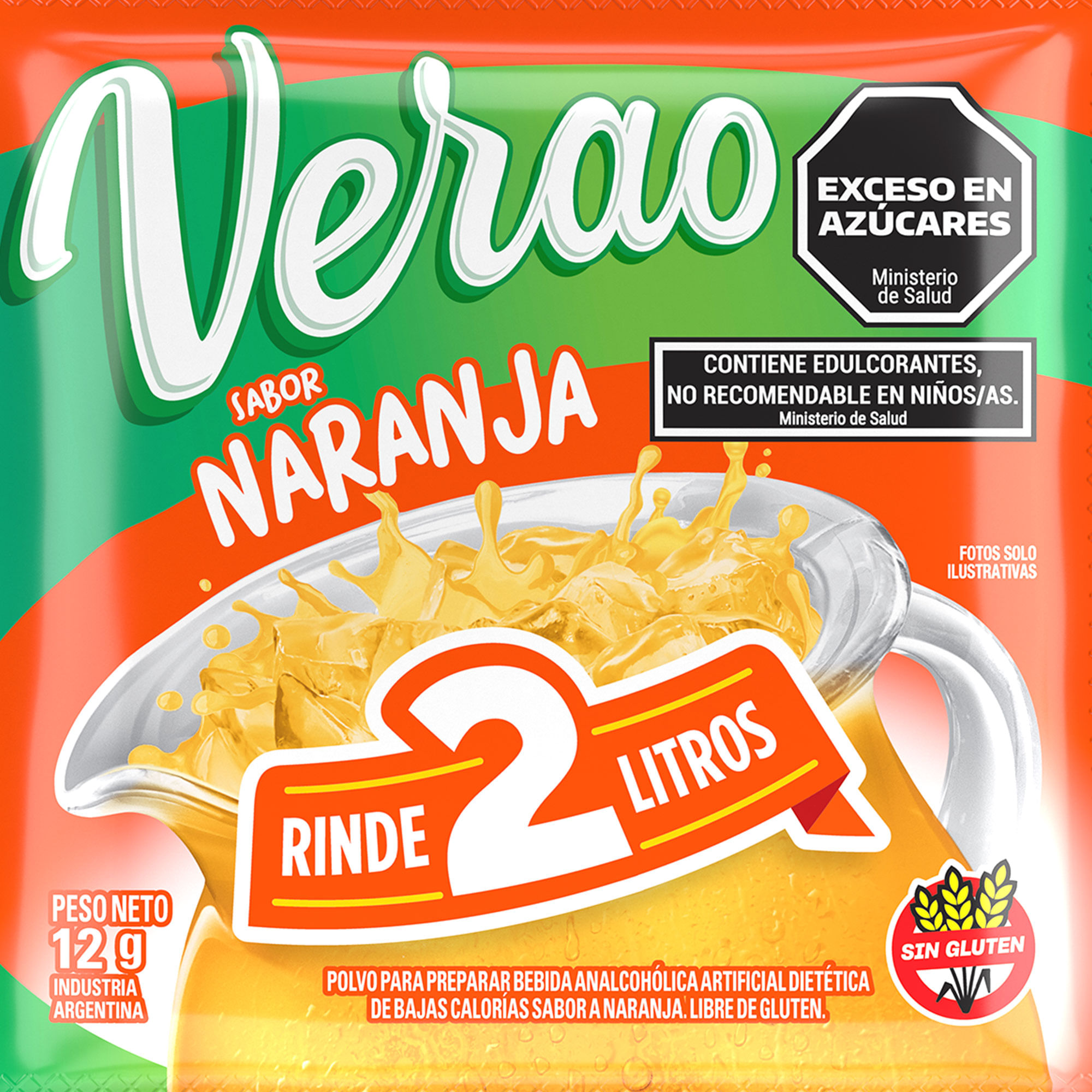 Jugo en polvo Verao de naranja sobre 12 grs