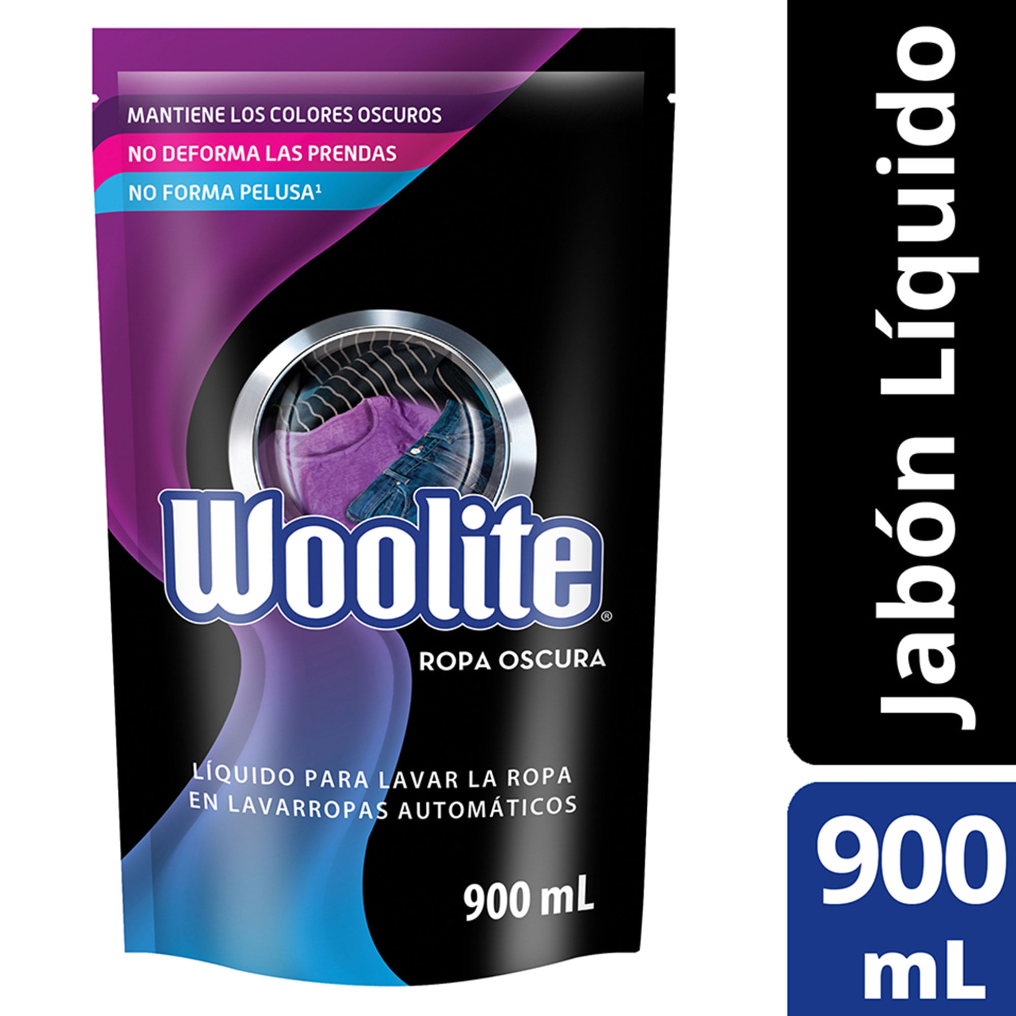 Detergente ropa oscura Woolite baja espuma dp 900 cc.