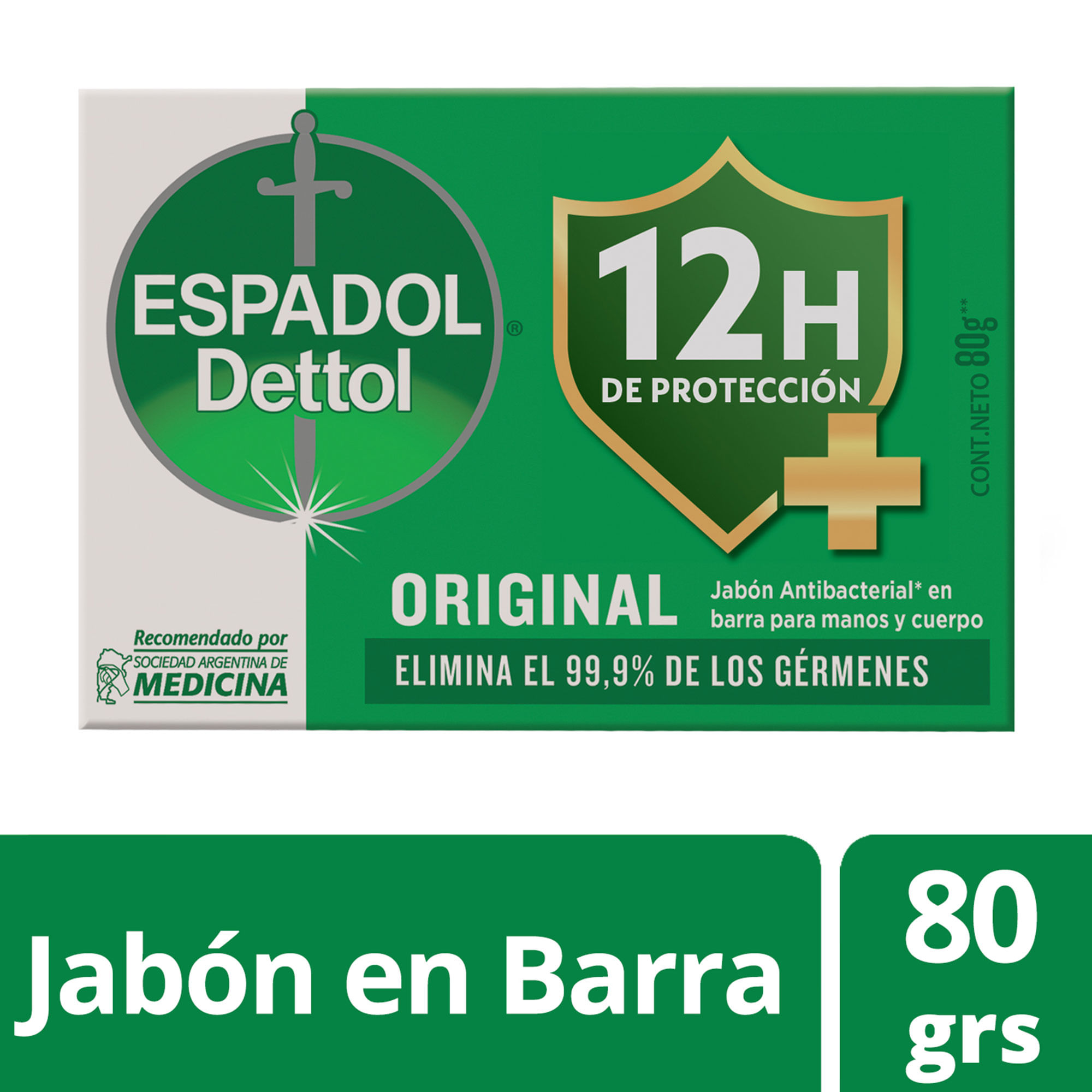 Jabón antibacterial original Espadol 80 g.