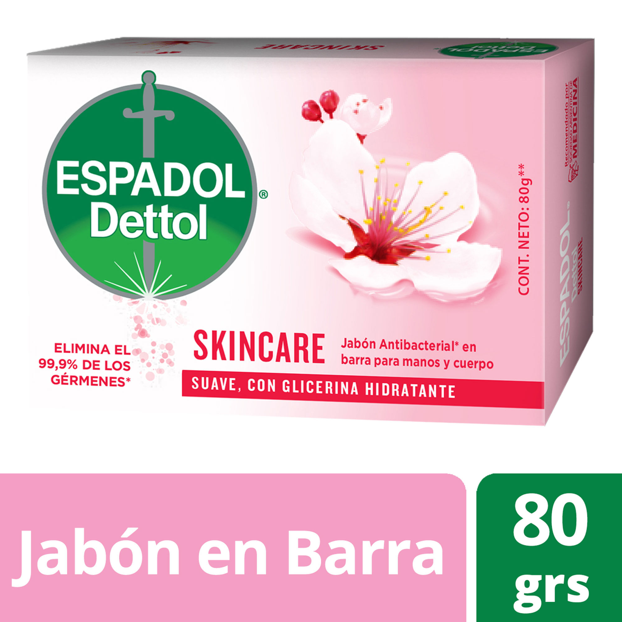 Jabón antibacterial skincare Espadol 80 g.