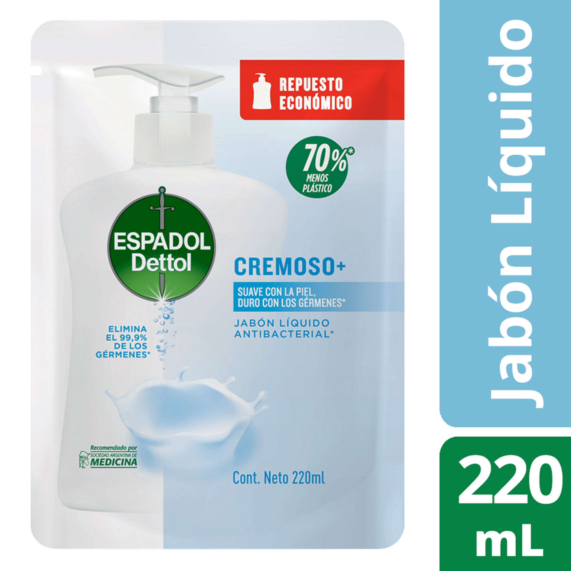 Jabón líquido Espadol antibacterial repuesto 220 cc.