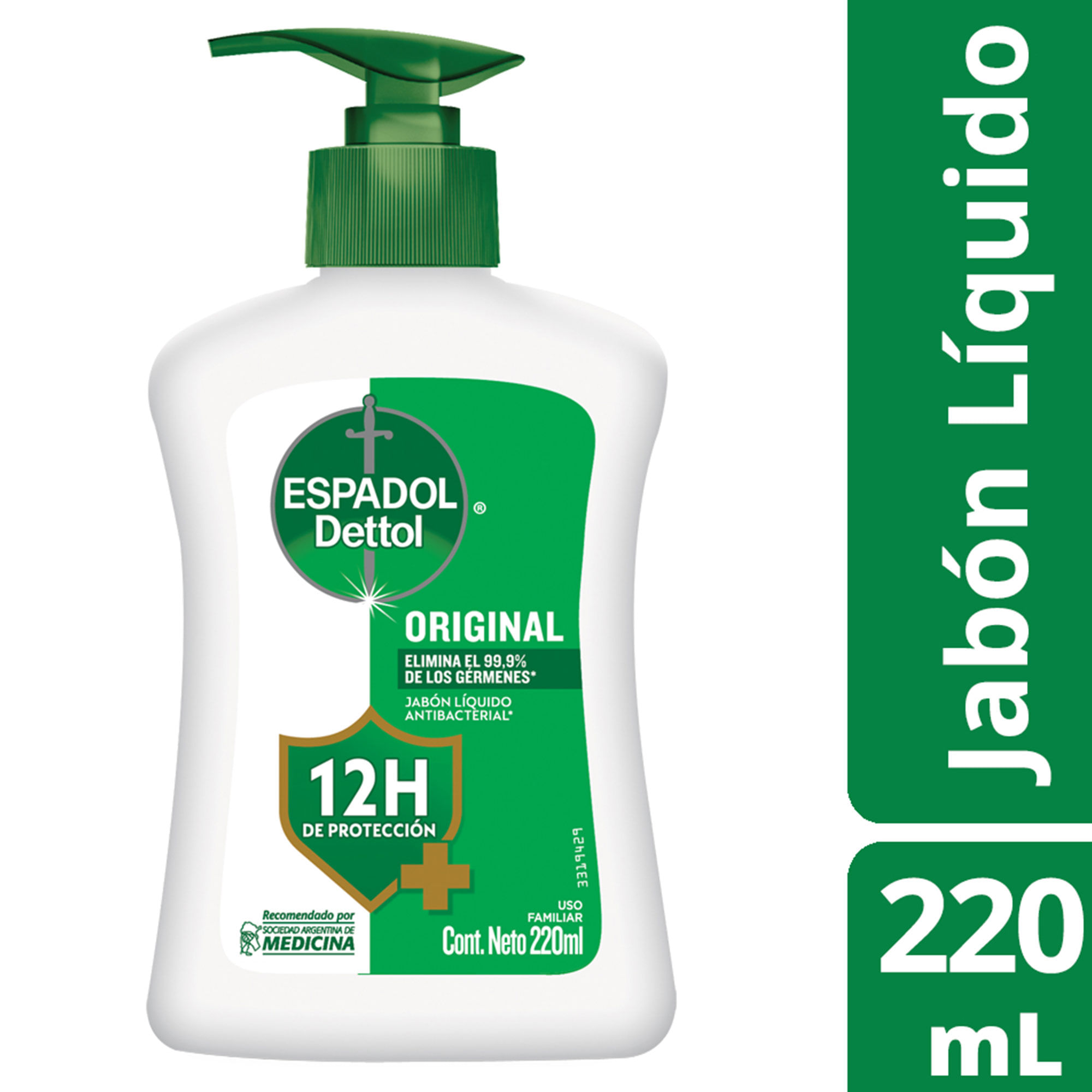 Jabón líquido Espadol antibacterial original 220 cc.