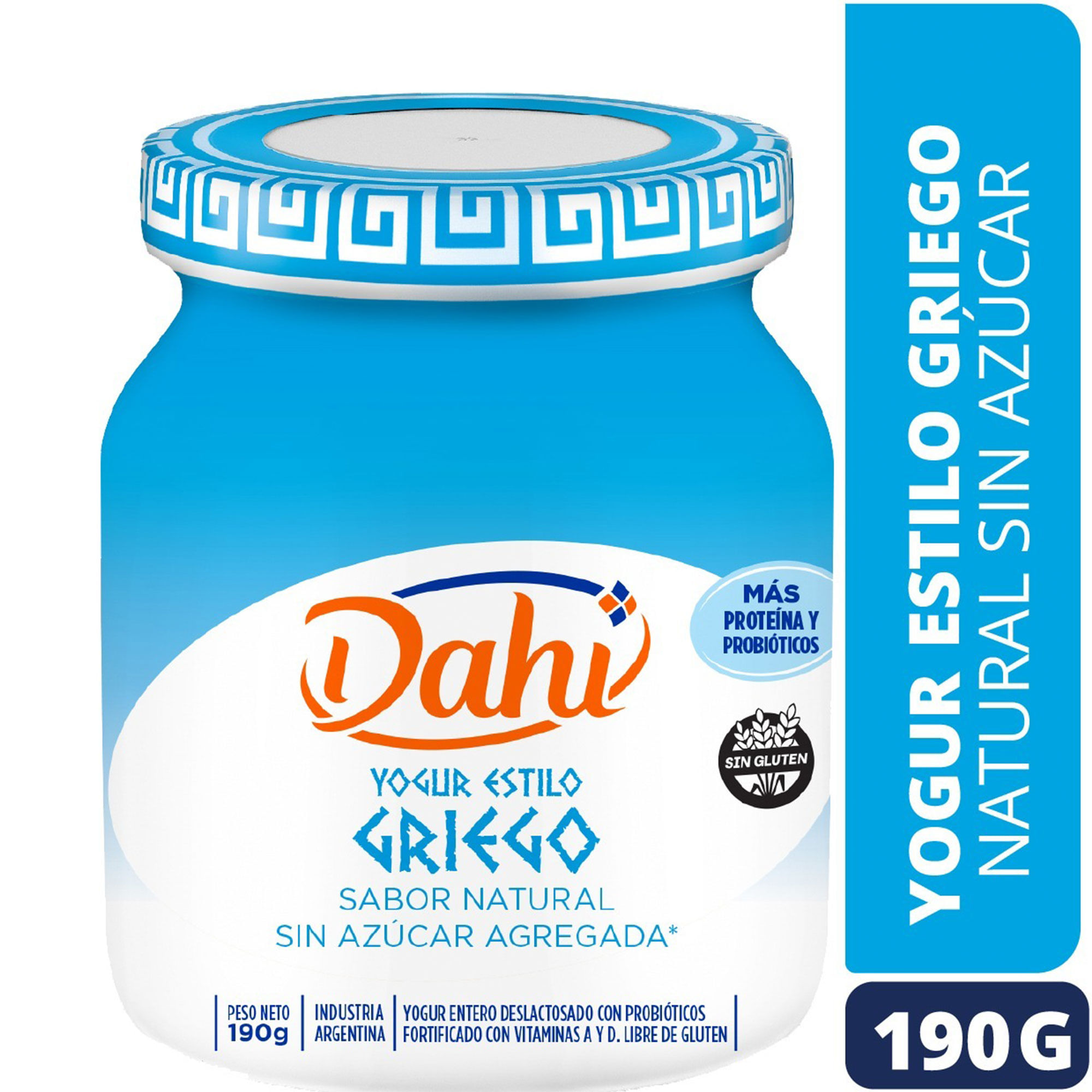 Yogur griego natural Dahi sin azúcar en frasco 190 grs