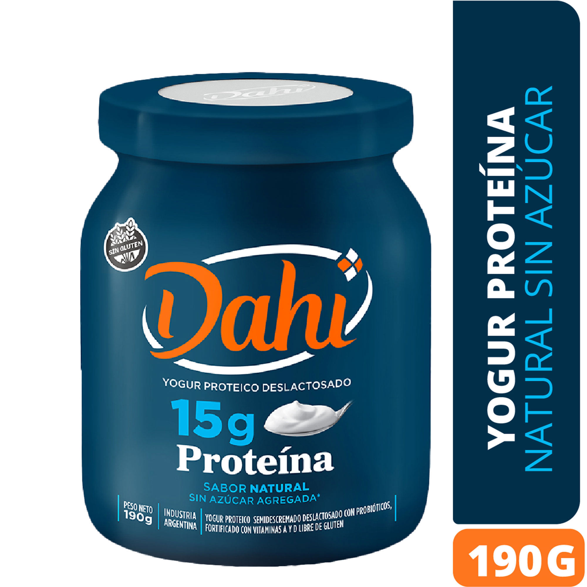 Yogur batido natural proteico Dahi sin azúcar en frasco 190 grs