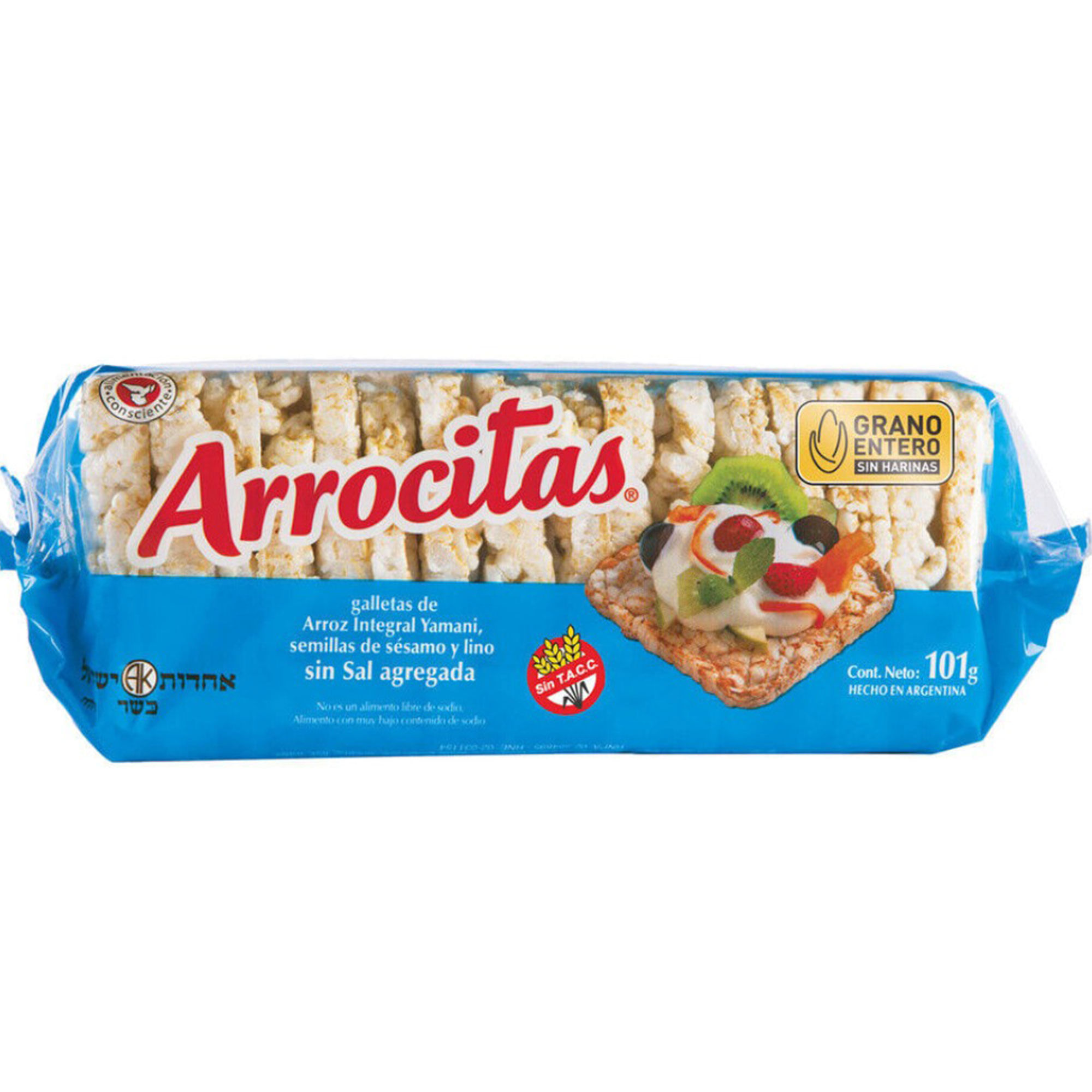 Galletas de arroz Arrocitas sésamo y lino sin sal 101 g.