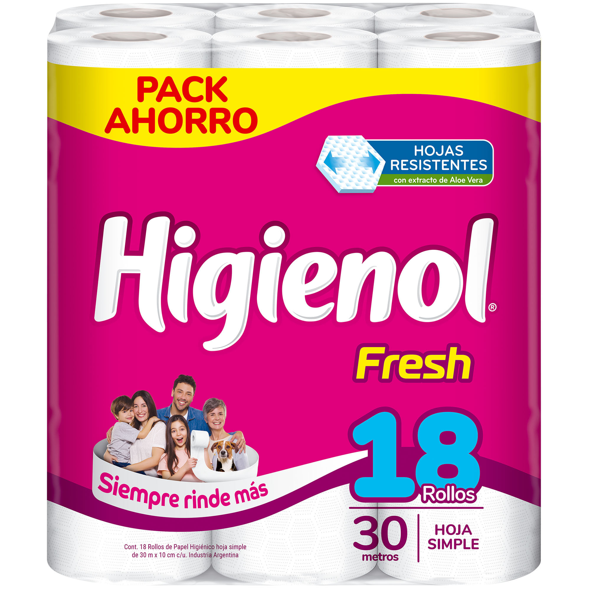 Papel higiénico hoja simple Higienol Fresh x18 30 mts