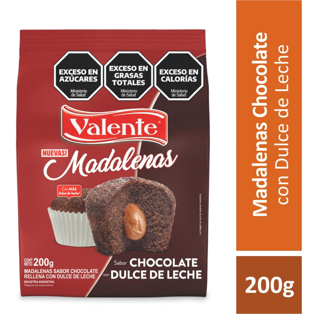 Madalenas chocolate con dulce de leche Valente 200 grs