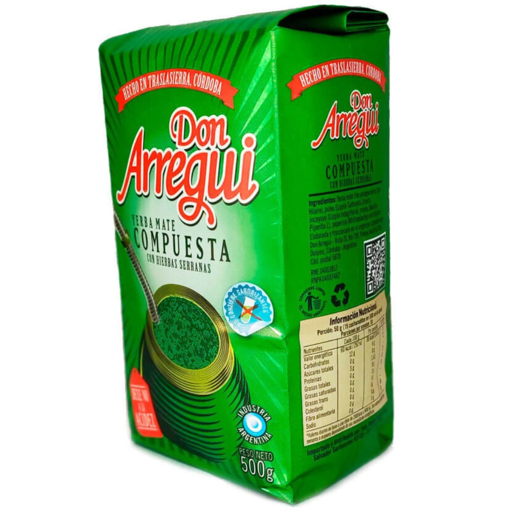 Yerba mate compuesta Arregui 500 g.