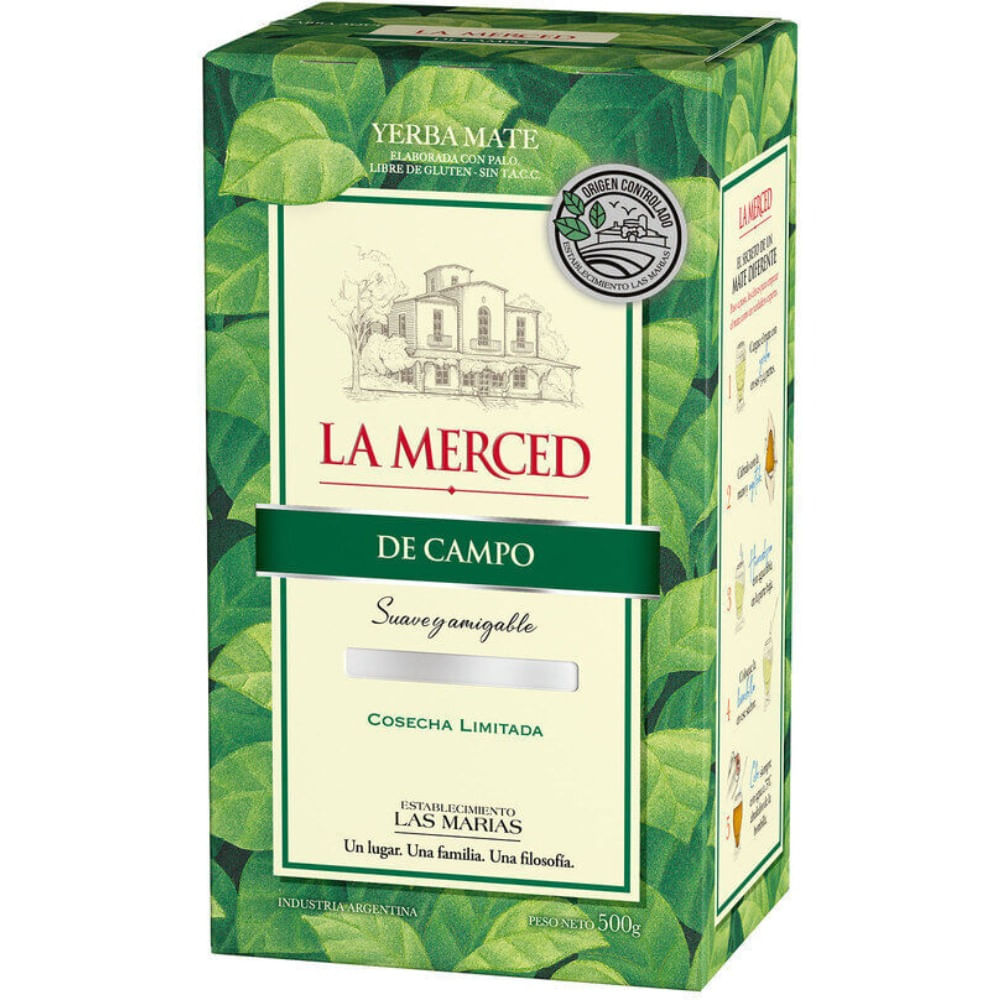 Yerba mate de campo orígen controlado La Merced 500 g.