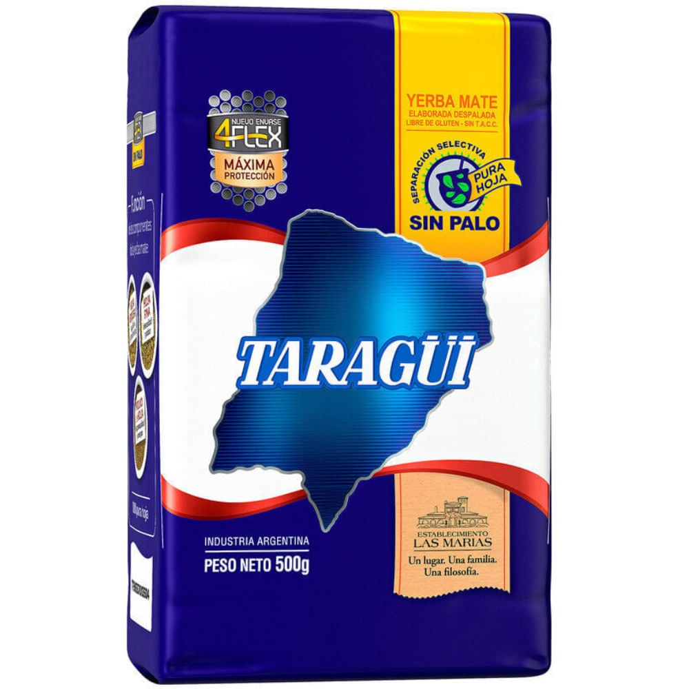 Yerba mate sin palo 4flex Taragüi 500 g.