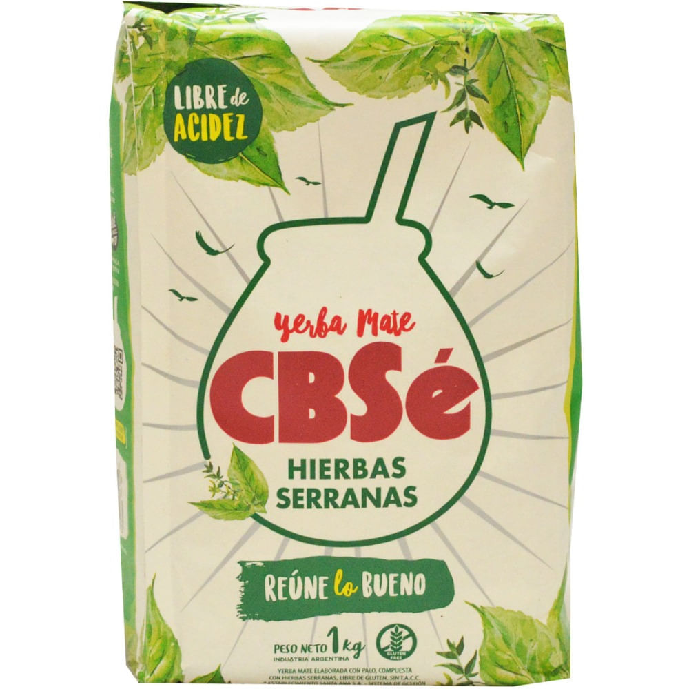 Yerba mate Cbsé con hierbas serranas 1 kg.