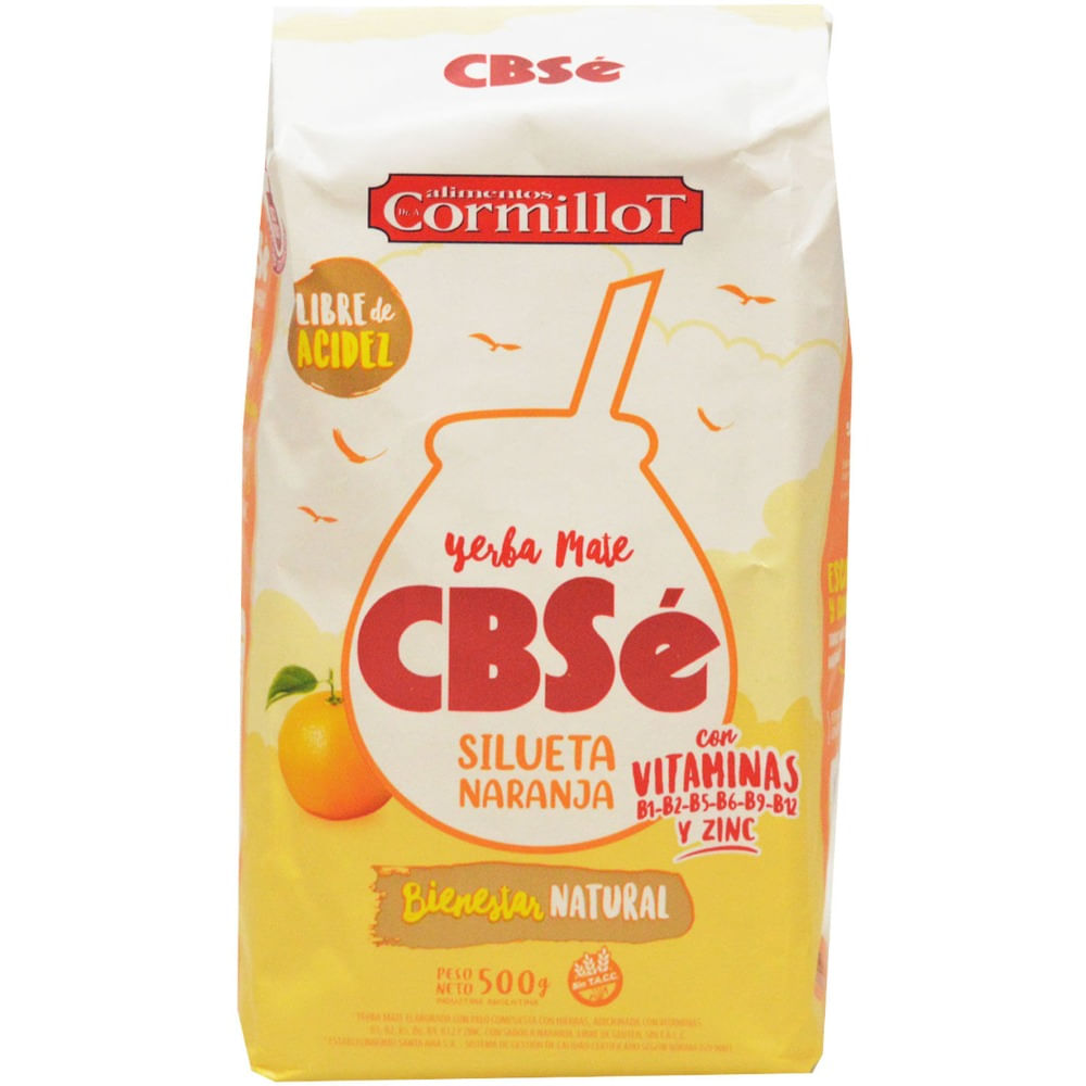 Yerba mate Cbsé silueta naranja Cormillot 500 g.