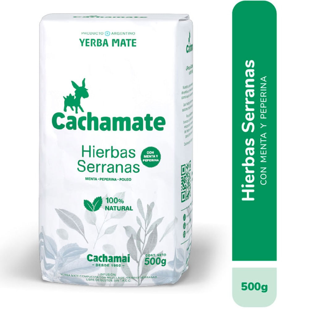 Yerba mate Cachamate hierbas serranas 500 g.