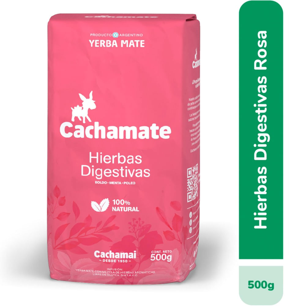 Yerba mate Cachamate hierbas rosas 500 g.