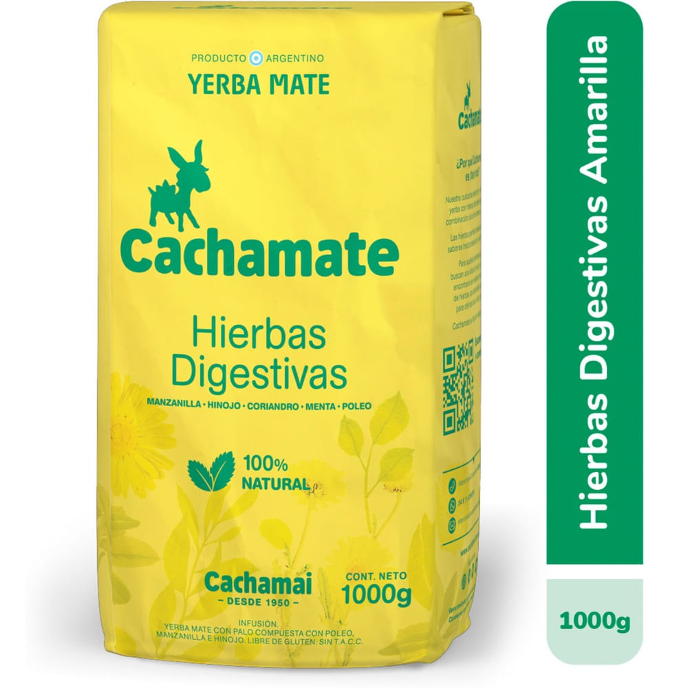 Yerba mate Cachamate amarilla paquete 1 kg.