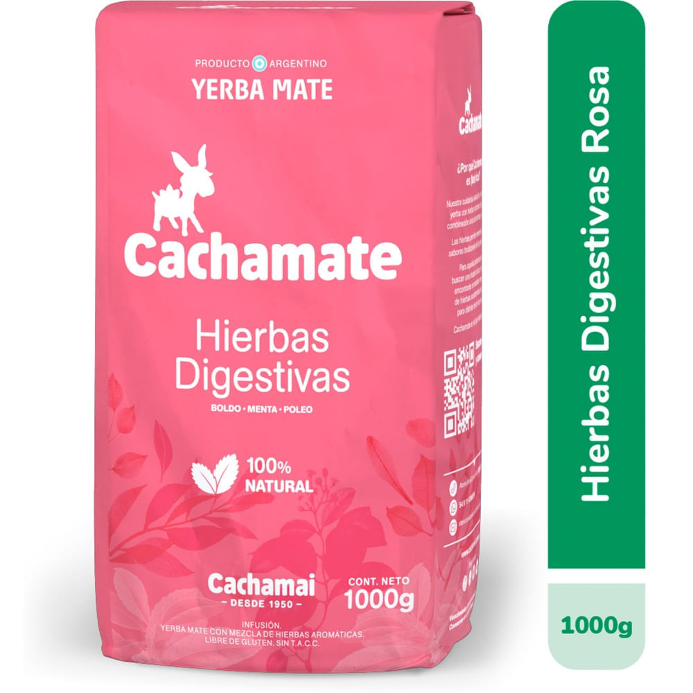 Yerba mate Cachamate rosa paquete 1 kg.