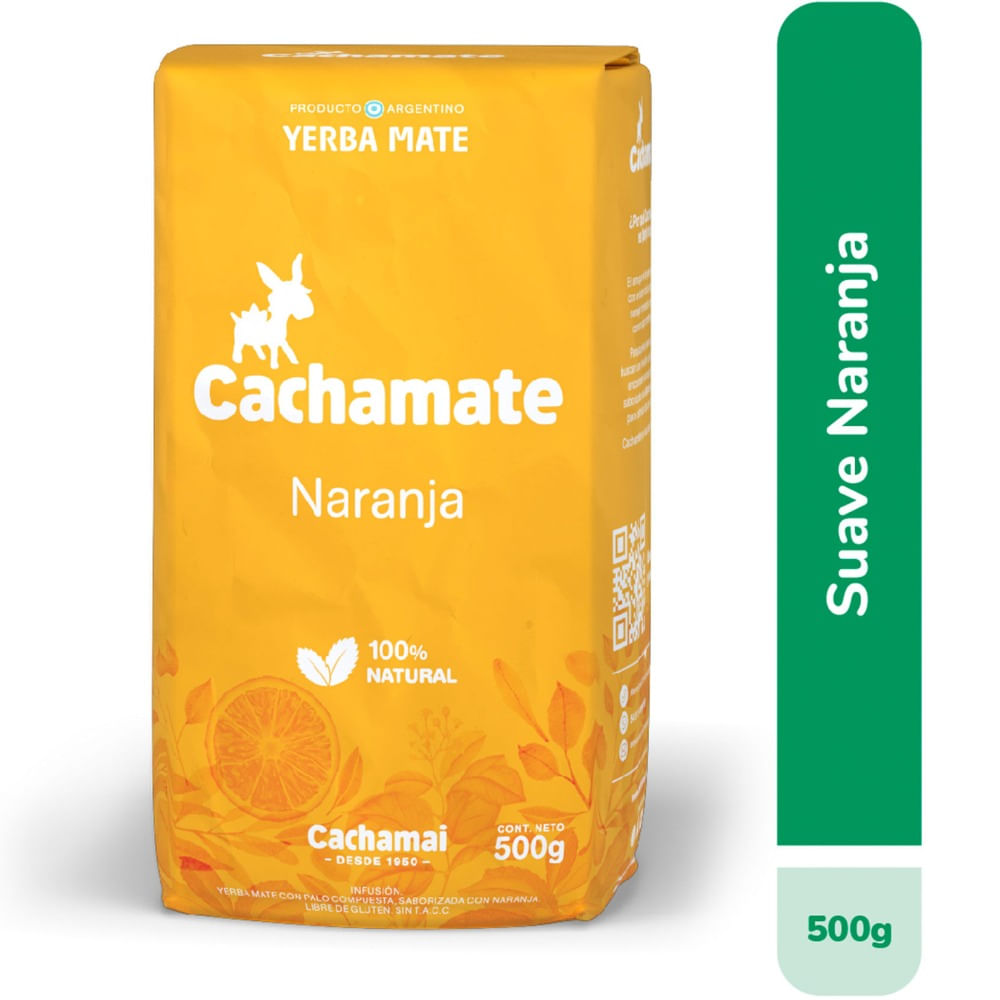 Yerba mate suave Cachamate naranja 500 g.