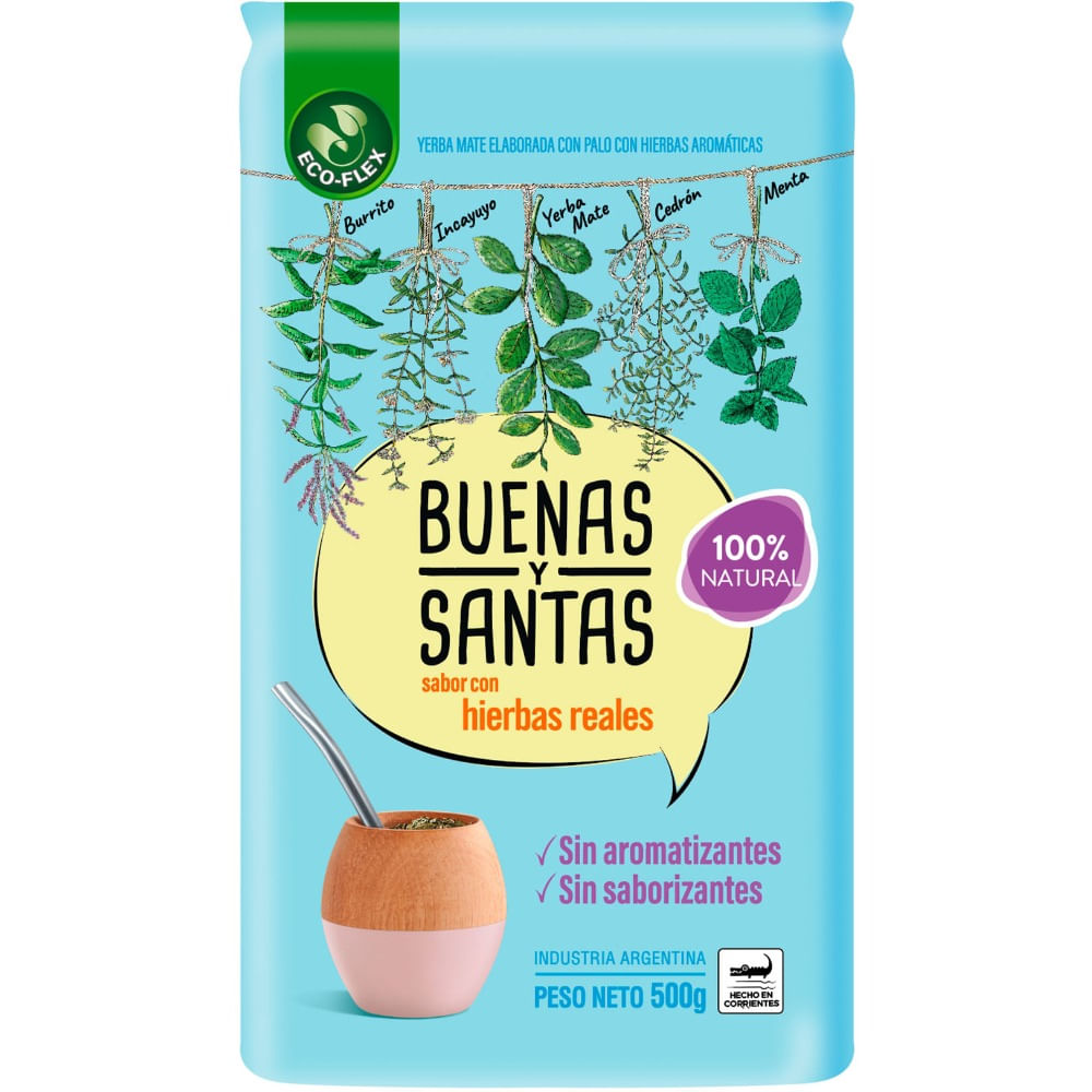 Yerba mate sabor hierbas Buenas y Santas 500 grs