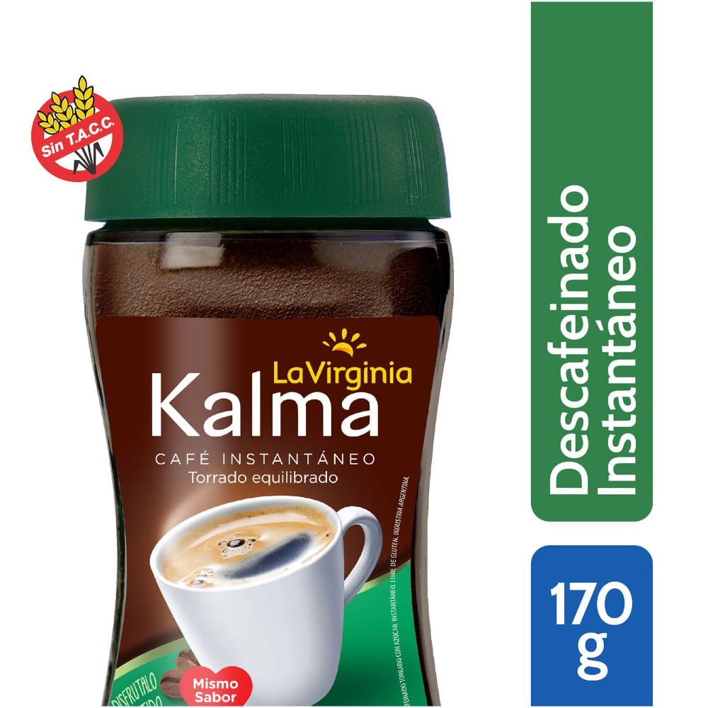 Café descafeinado instantáneo La Virginia kalma 170 g.