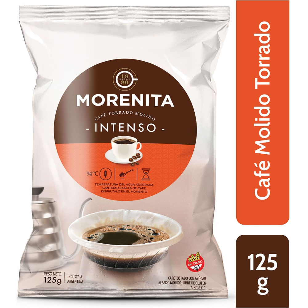 Café molido torrado intenso la Morenita 125 g.