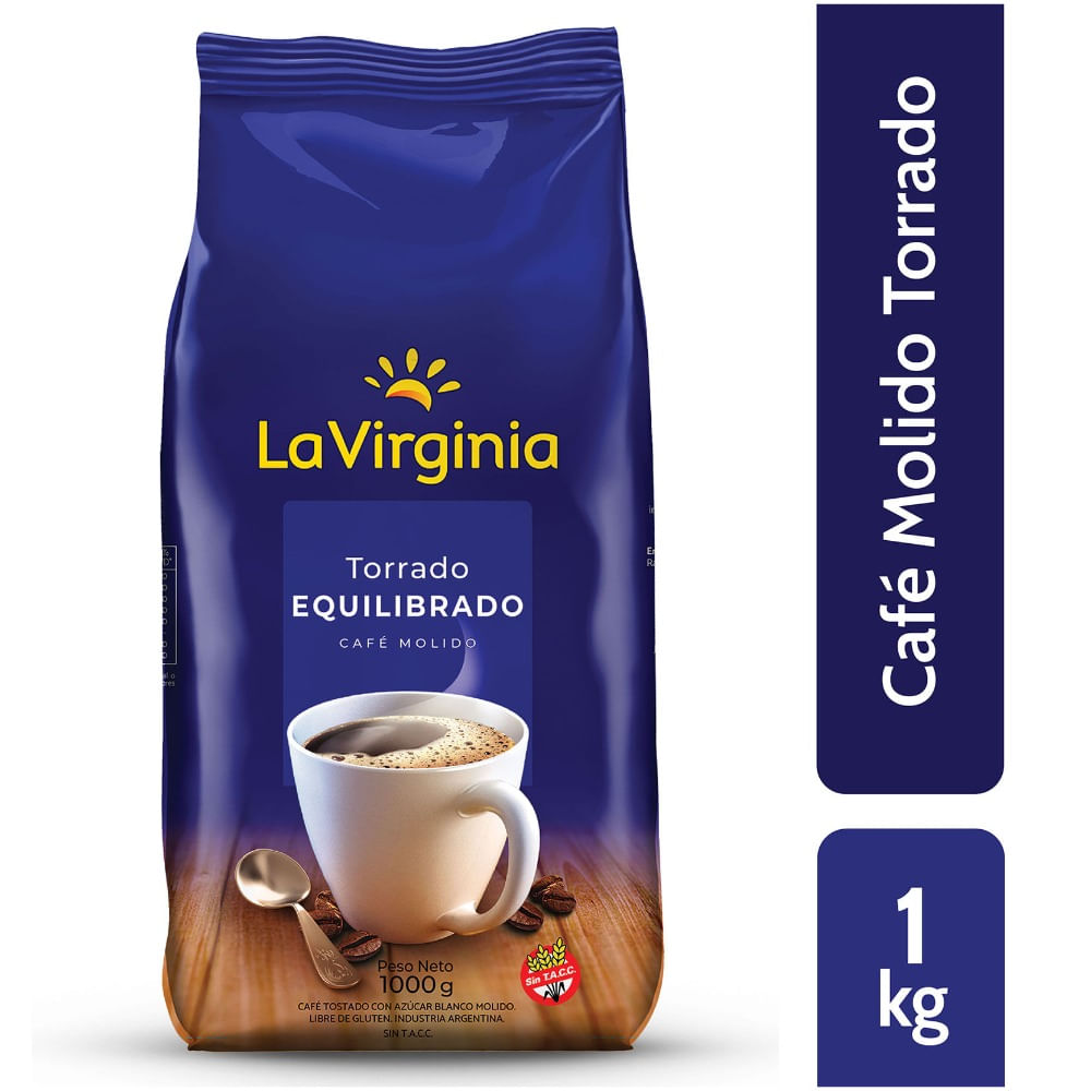 Café molido torrado equilibrado La Virginia paquete 1 kg.