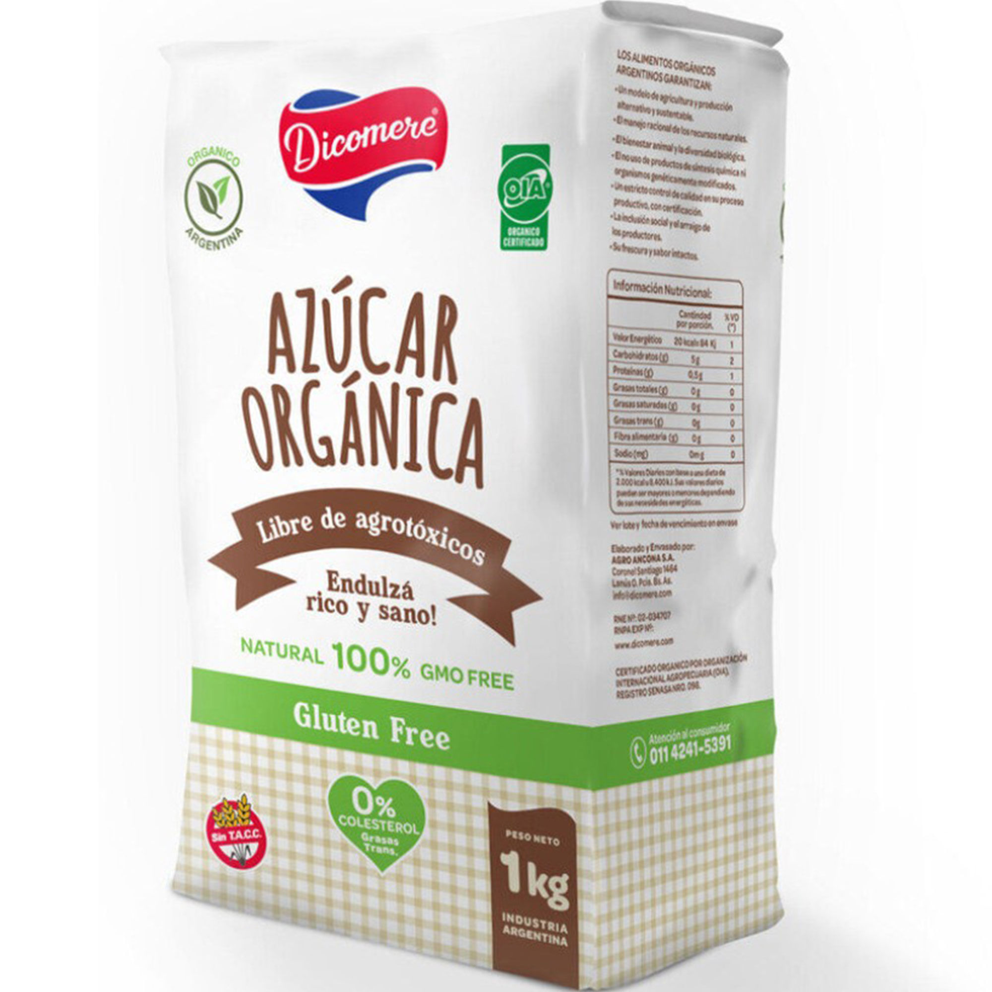 Azúcar orgánica Dicomere paquete 1000 g.