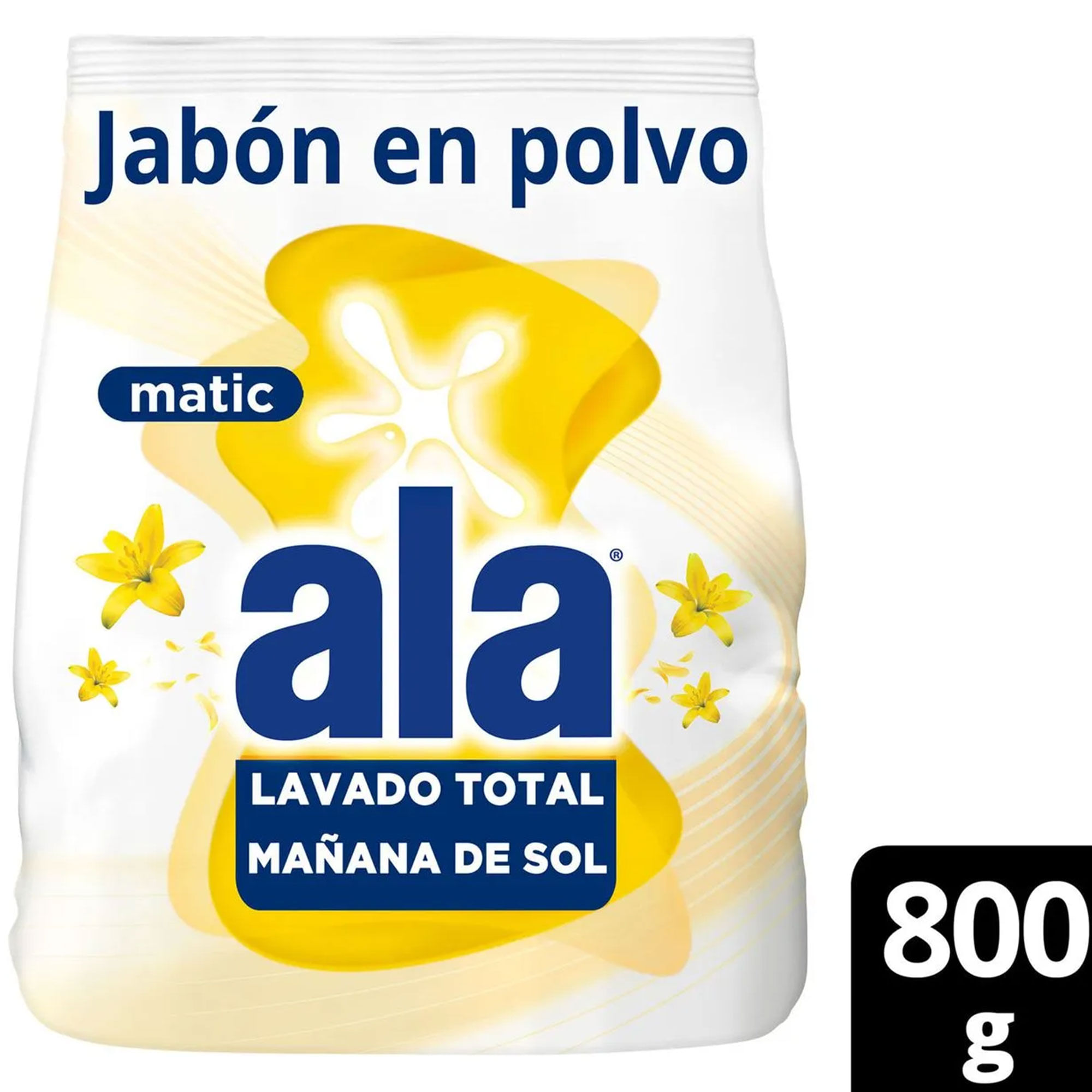Jabón en Polvo Ala Matic Mañana de Sol Máxima Remoción 800 grs