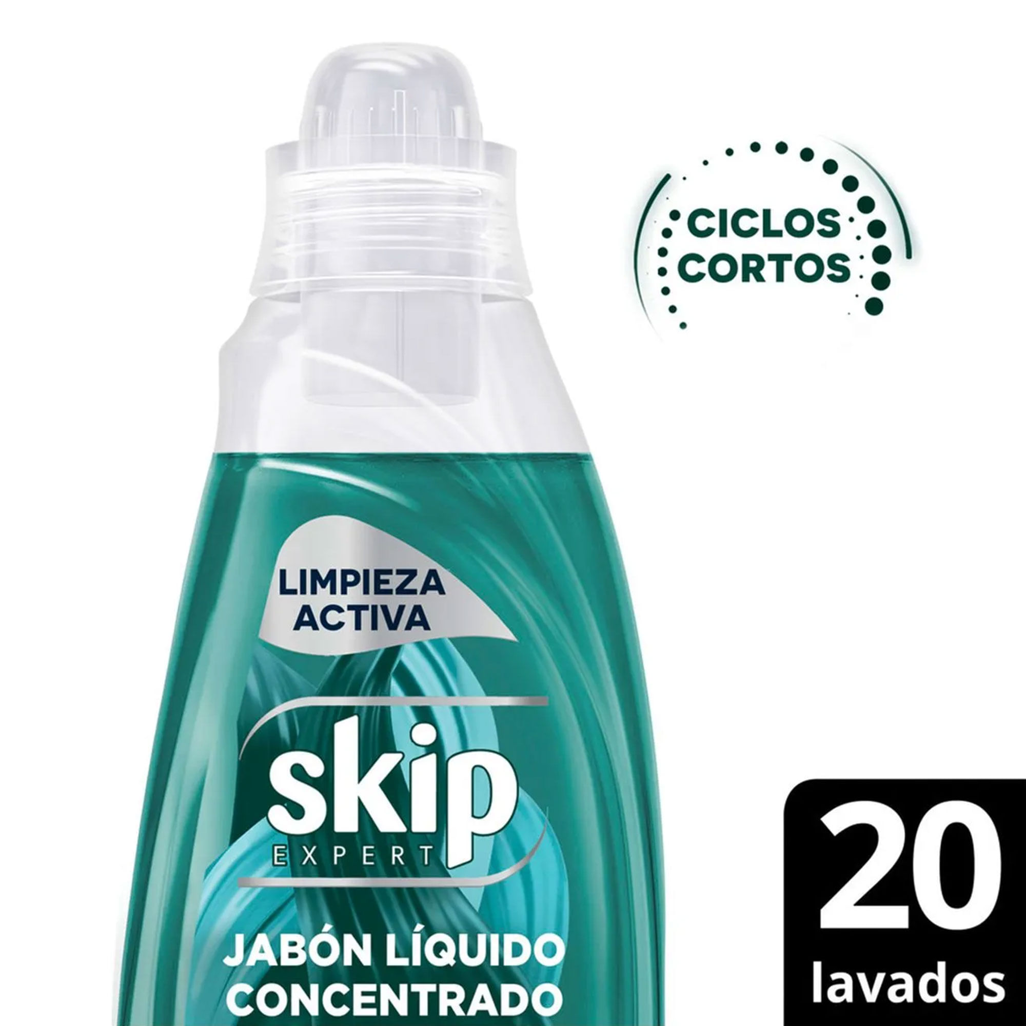 Jabón Líquido Concentrado Skip para Ciclo Corto Limpieza Activa Botella 800 ml