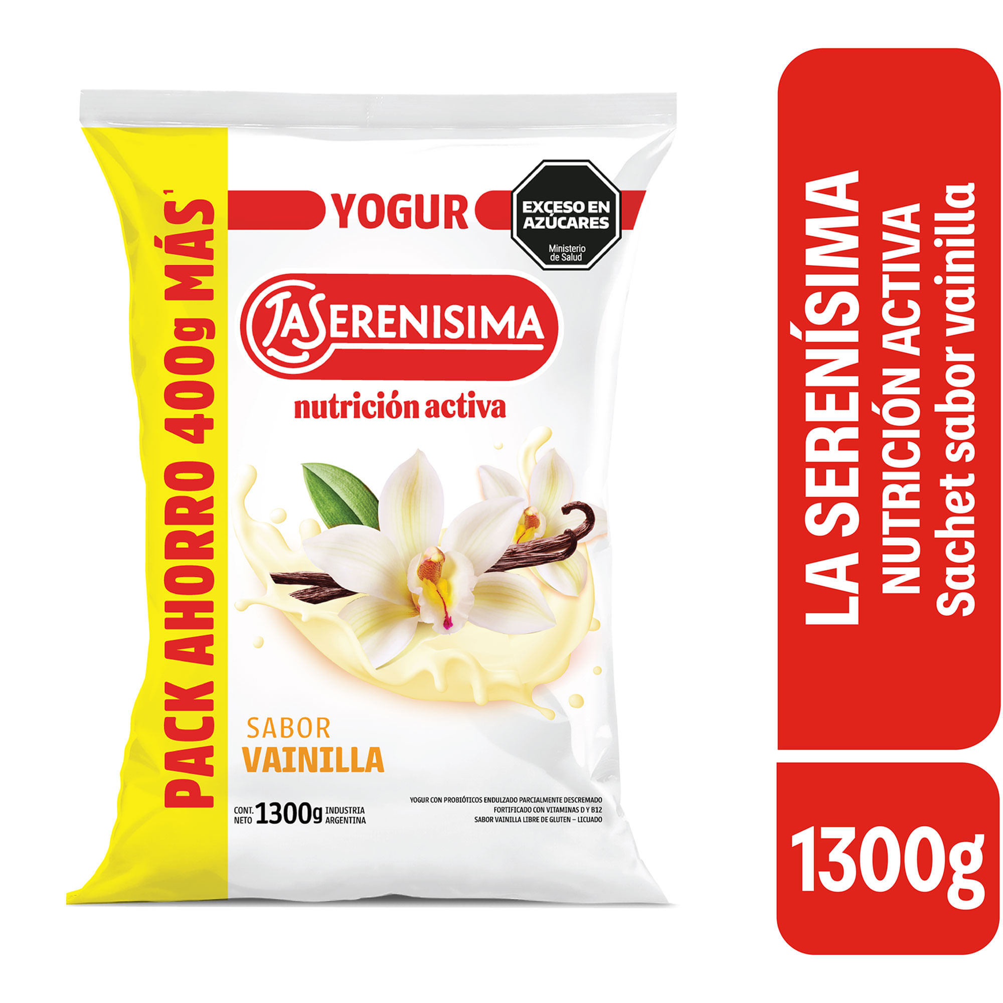 Yogur sachet entero sabor vainilla La Serenísima Nutrición Activa 1300 grs