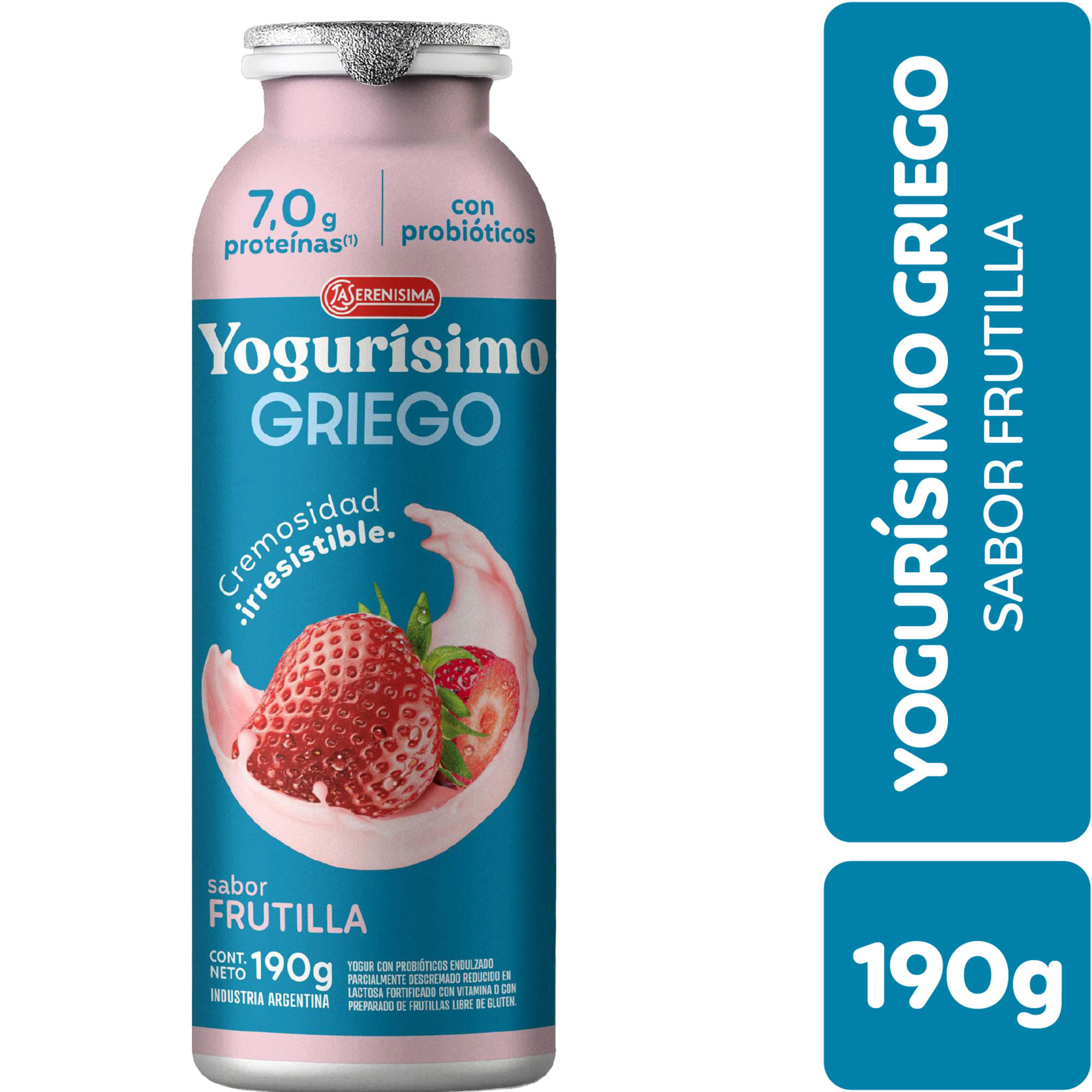 Yogur griego bebible Yogurisímo sabor frutilla 190 grs