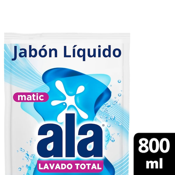Jabón Liquido Ala Matic Máxima Remoción 800 ml