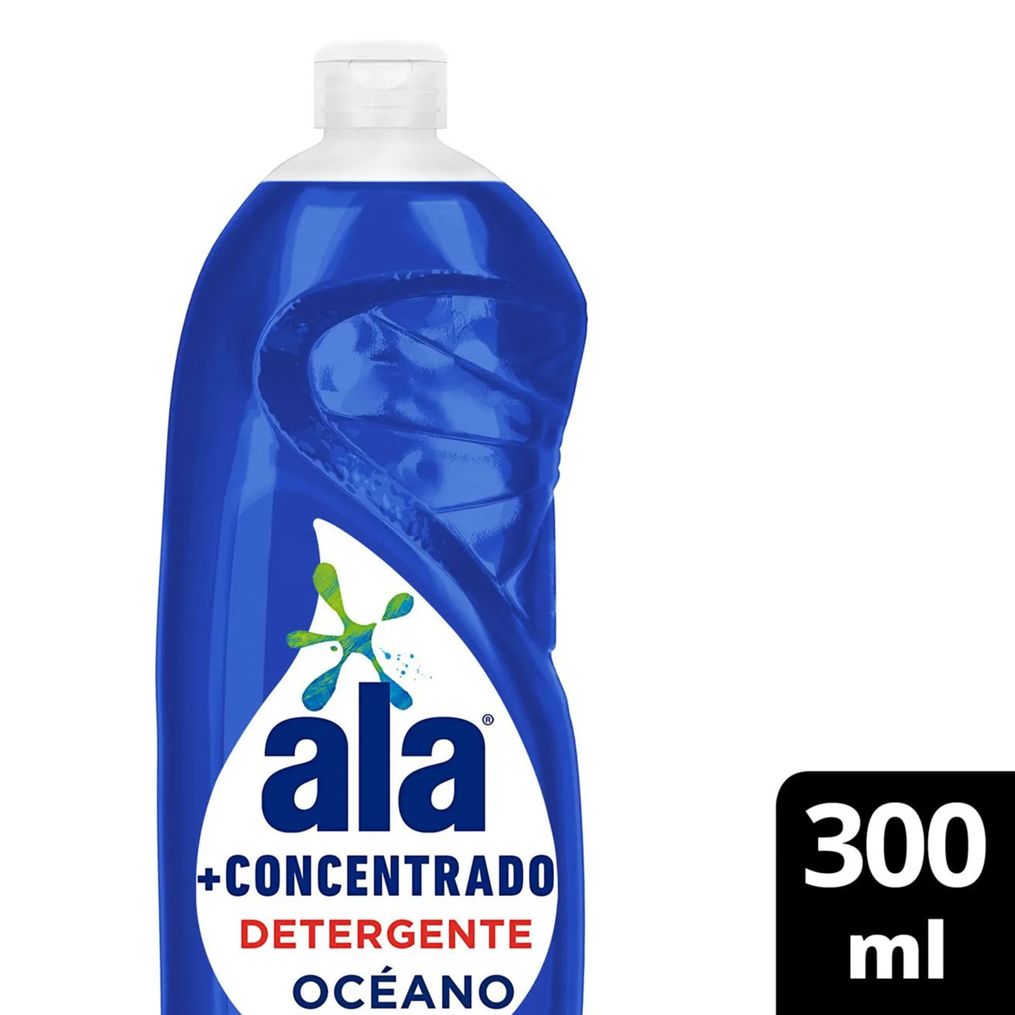 Detergente Líquido Ala + Concentrado Océano Botella 300 ml