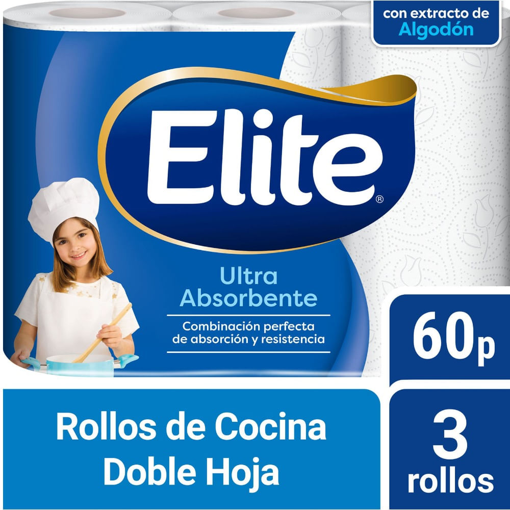 Rollo de cocina Elite Ultra Absorbente 60 paños 3 uni