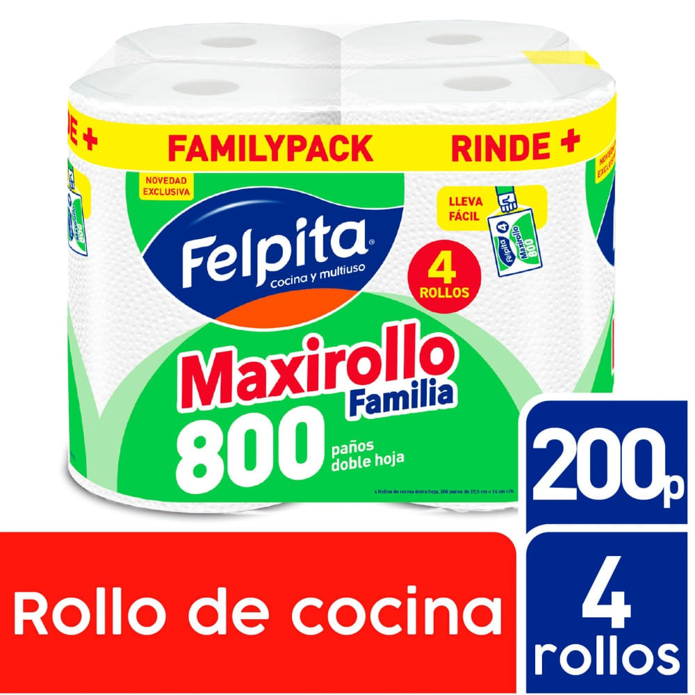 Rollo de cocina familiar Felpita maxirollo x4 200 mts