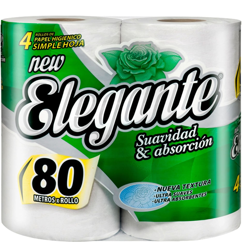 Papel higiénico hoja simple Elegante 4 x 80 m.