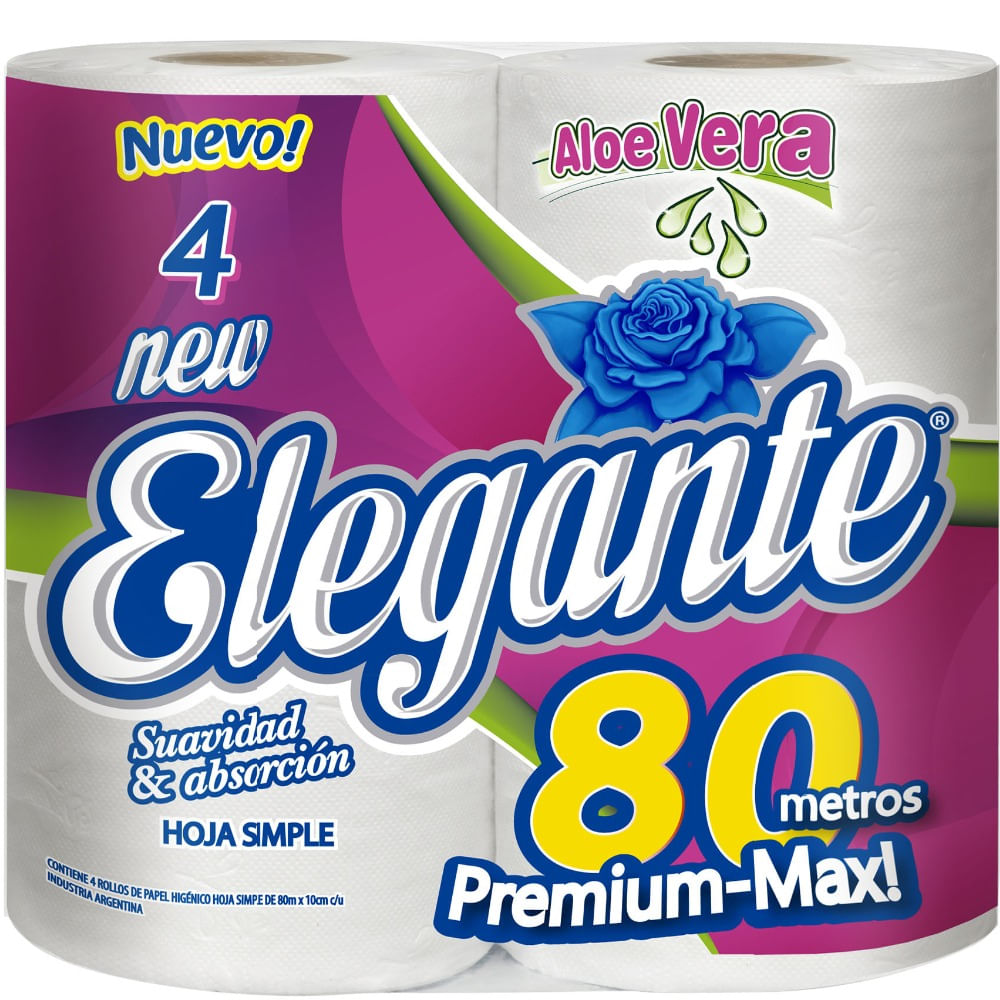 Papel higiénico Elegante 4 u. x 80 m.