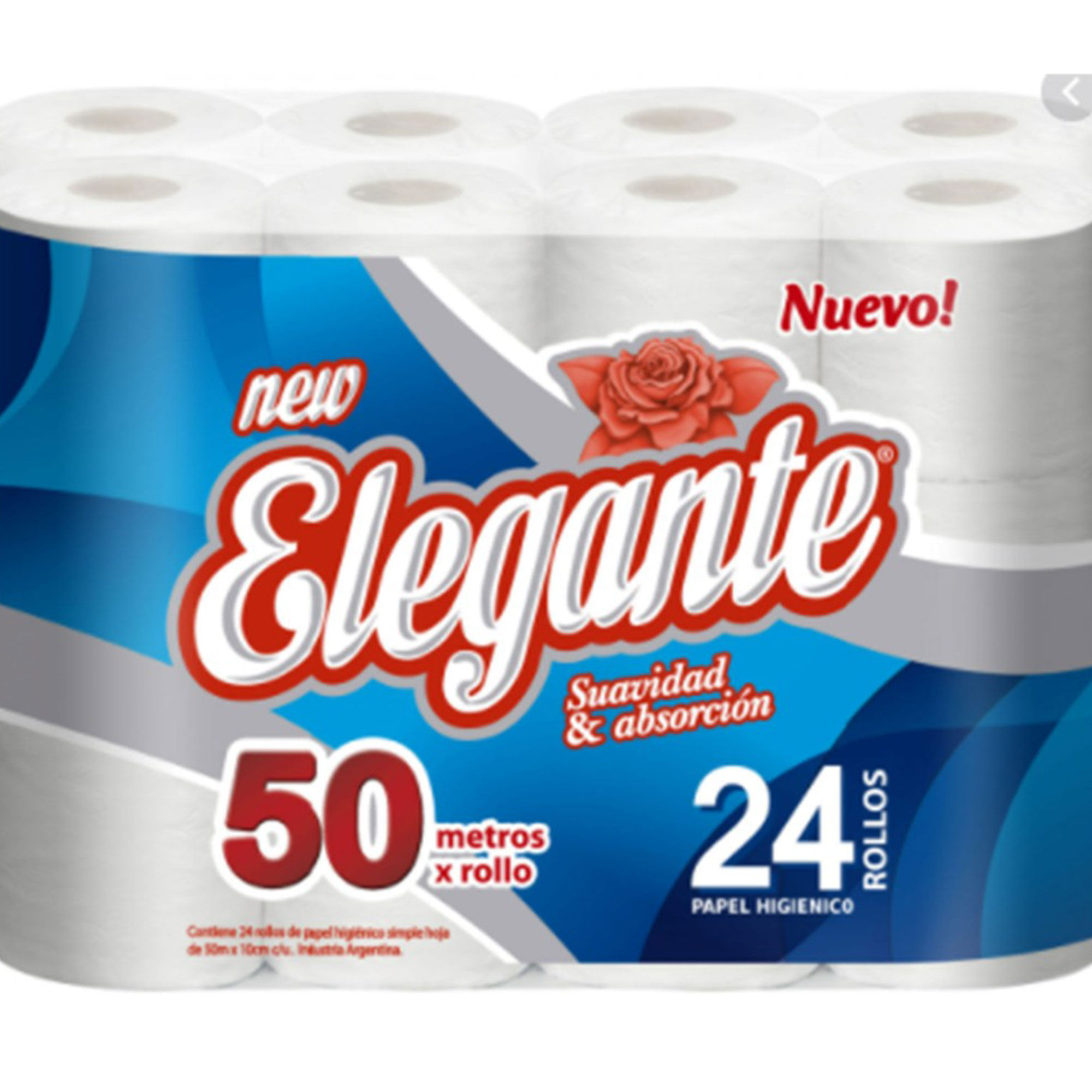 Papel higiénico hoja simple extra blanco Elegante 50 m. x 24 uni